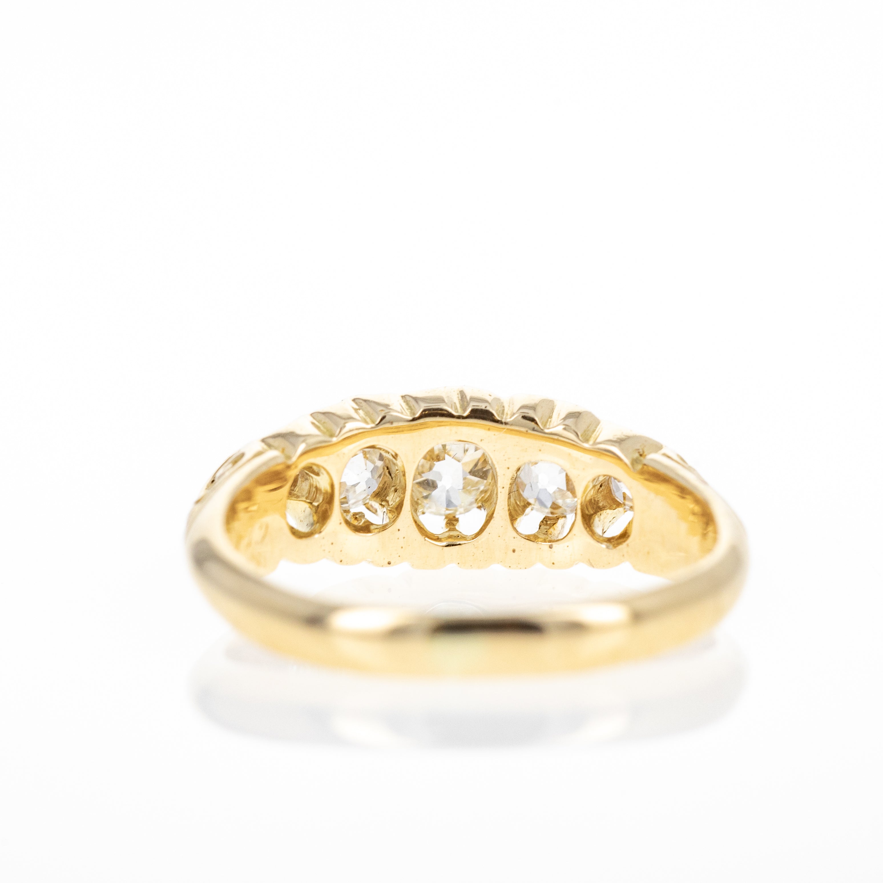 Victorian 18K Yellow Gold 0.50 Carat Old European Cut Diamond Five Stone Ring - Queen May