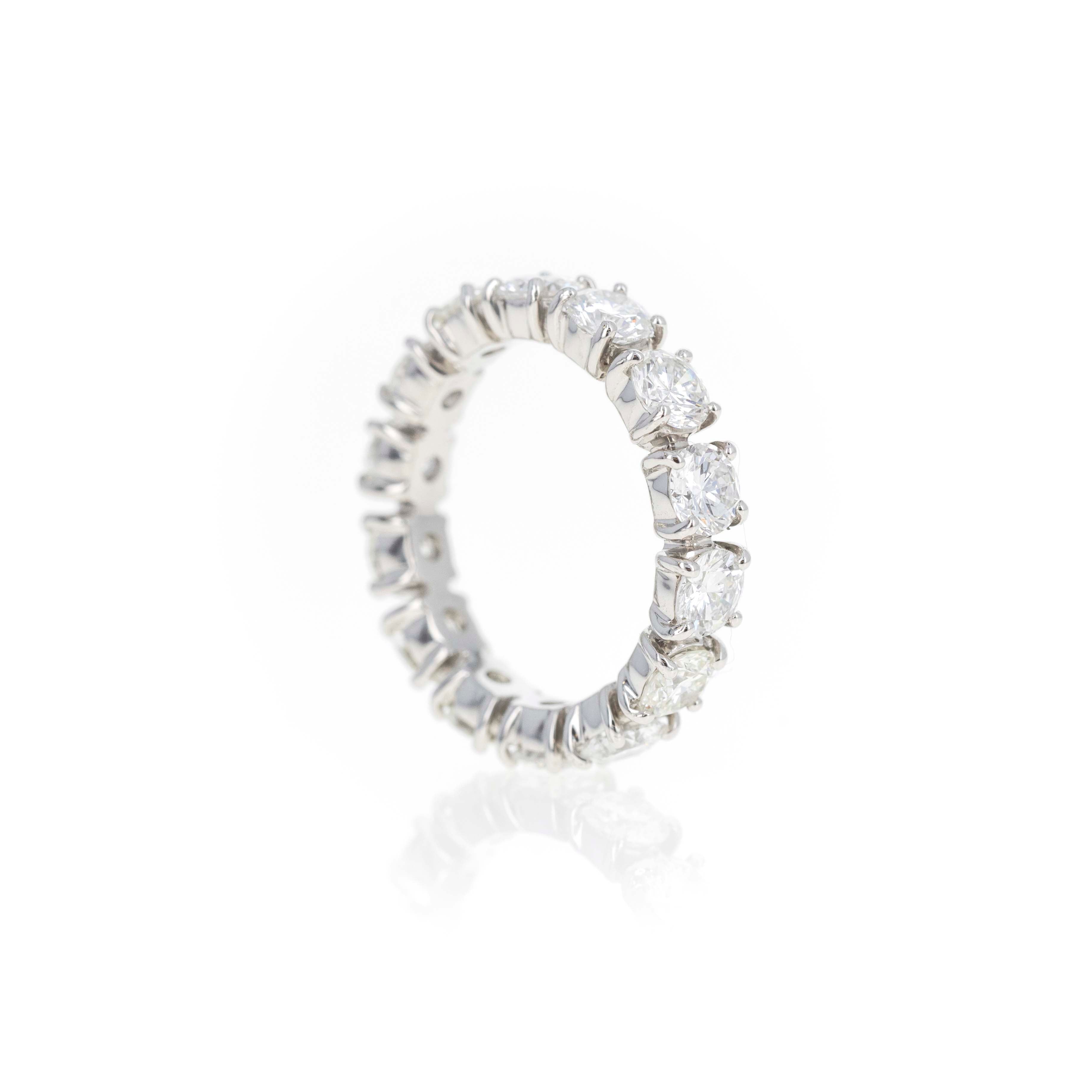 Platinum 2.98 Carat Round Diamond Floating Eternity Band - Queen May
