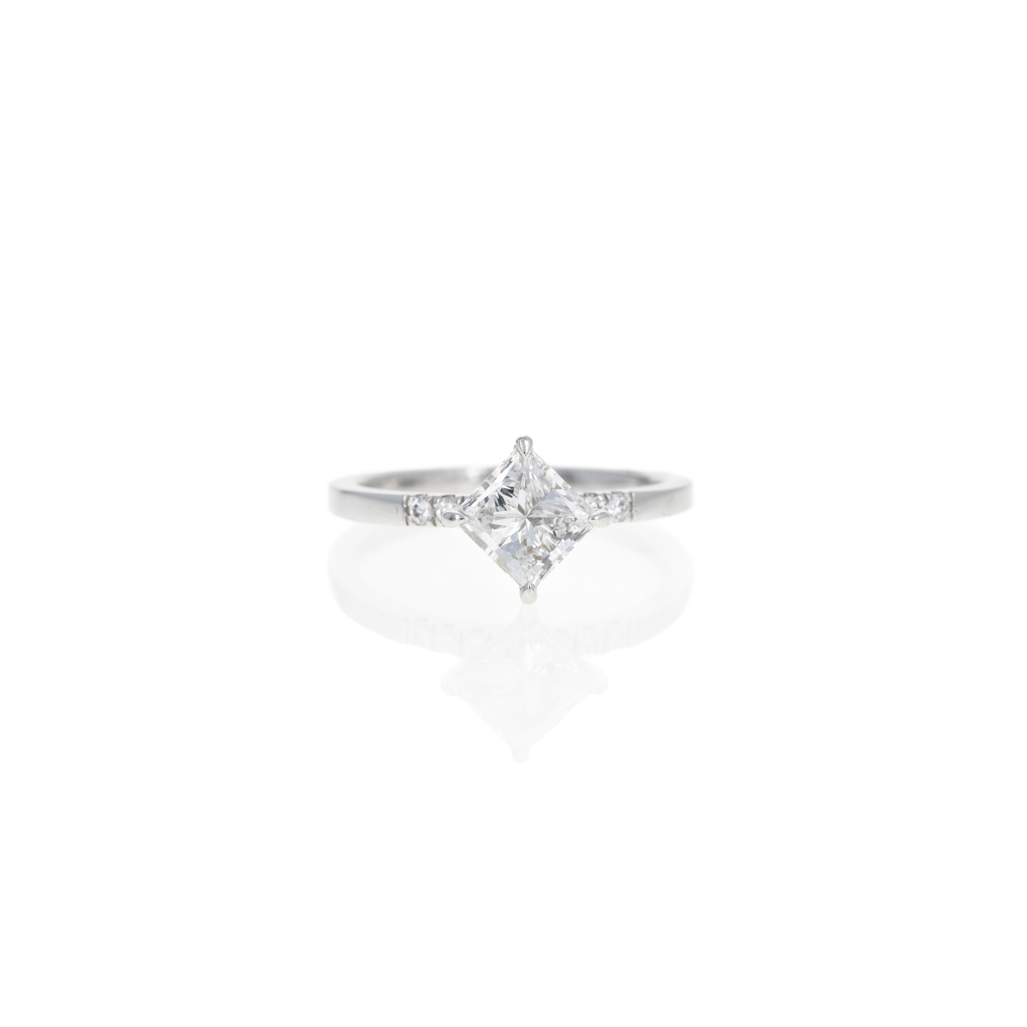 1.20 Carat Princess Diamond Engagement Ring in Platinum - Queen May