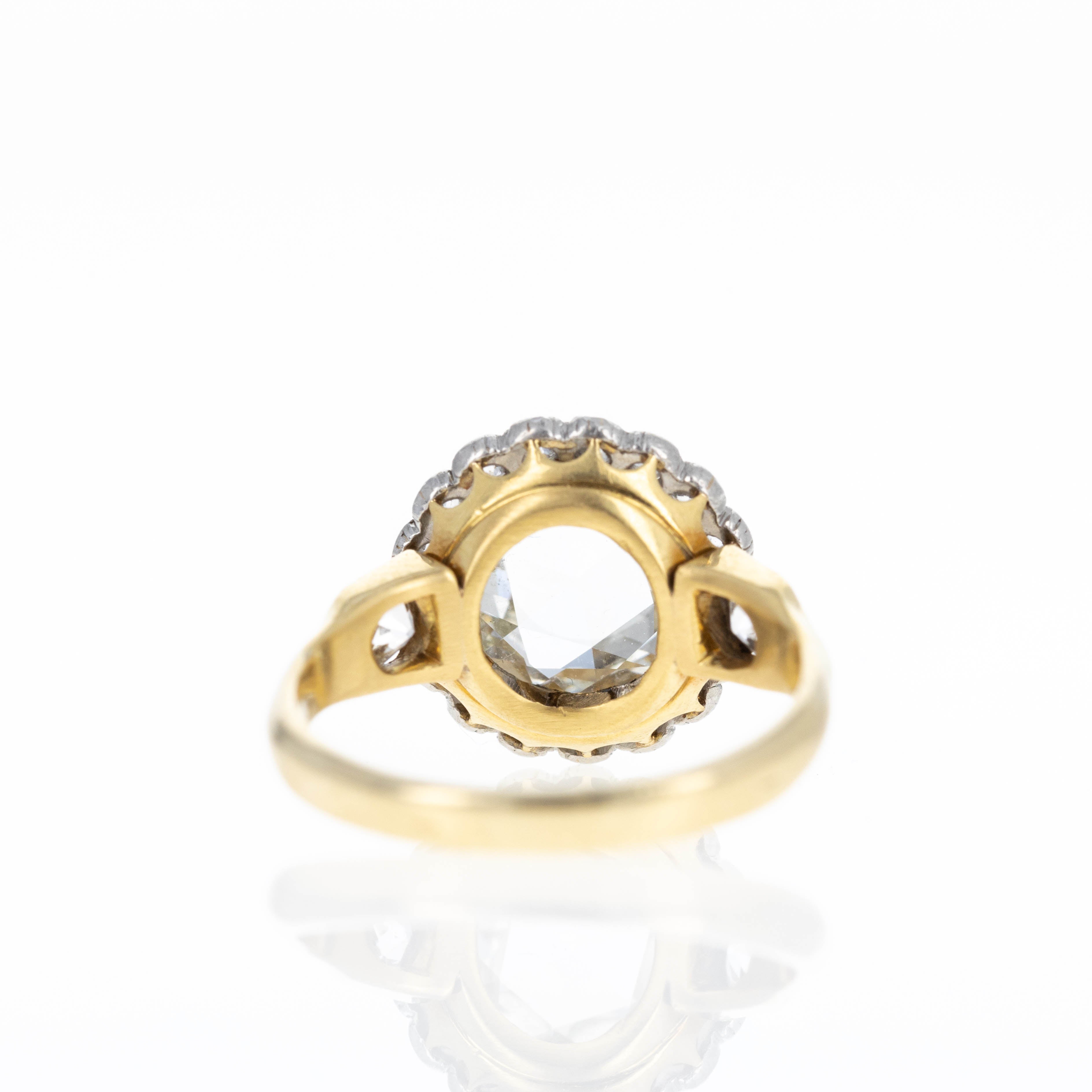 Victorian 14K and Platinum 1.50 Carat Rose Cut Diamond Halo Ring - Queen May