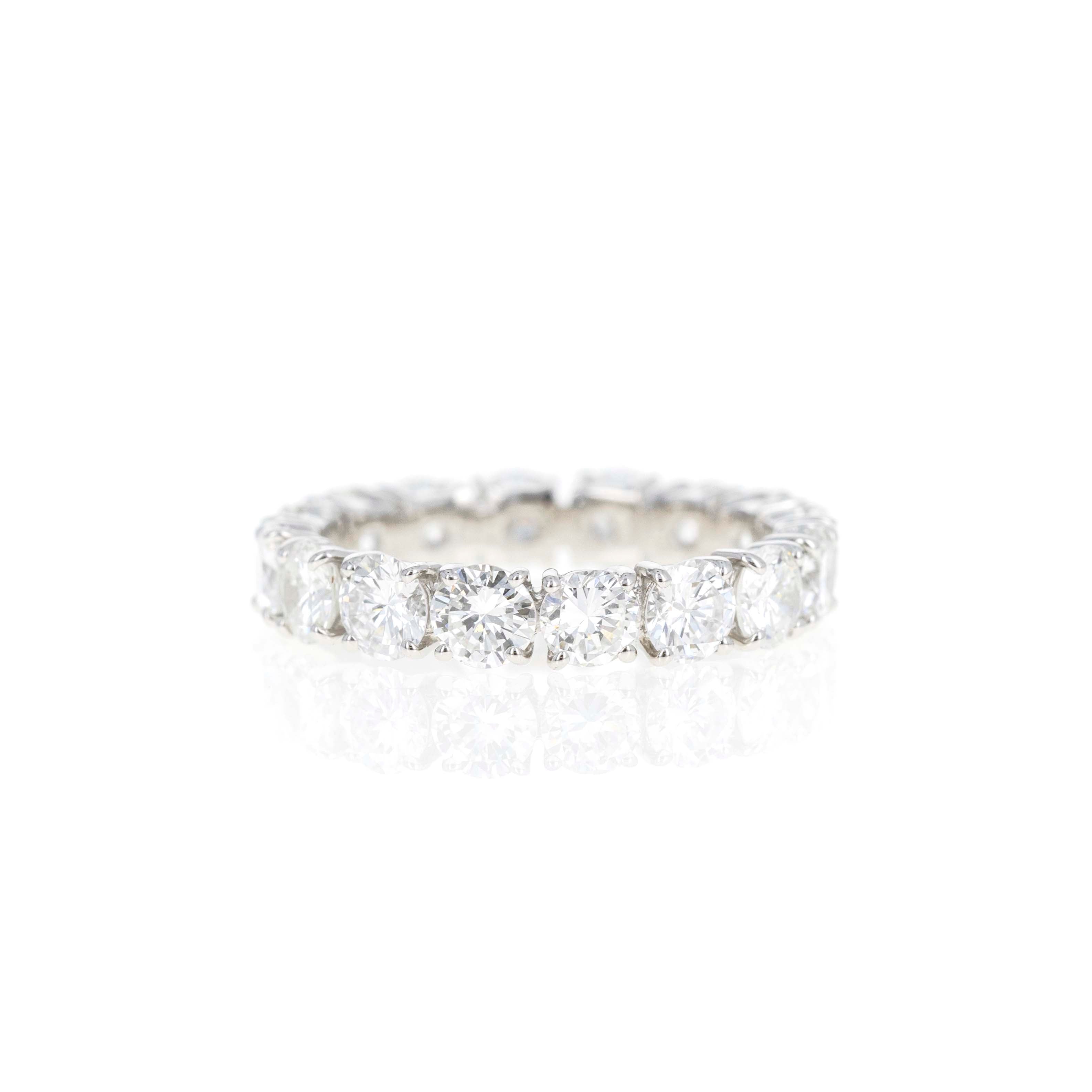 Platinum 2.98 Carat Round Diamond Floating Eternity Band - Queen May