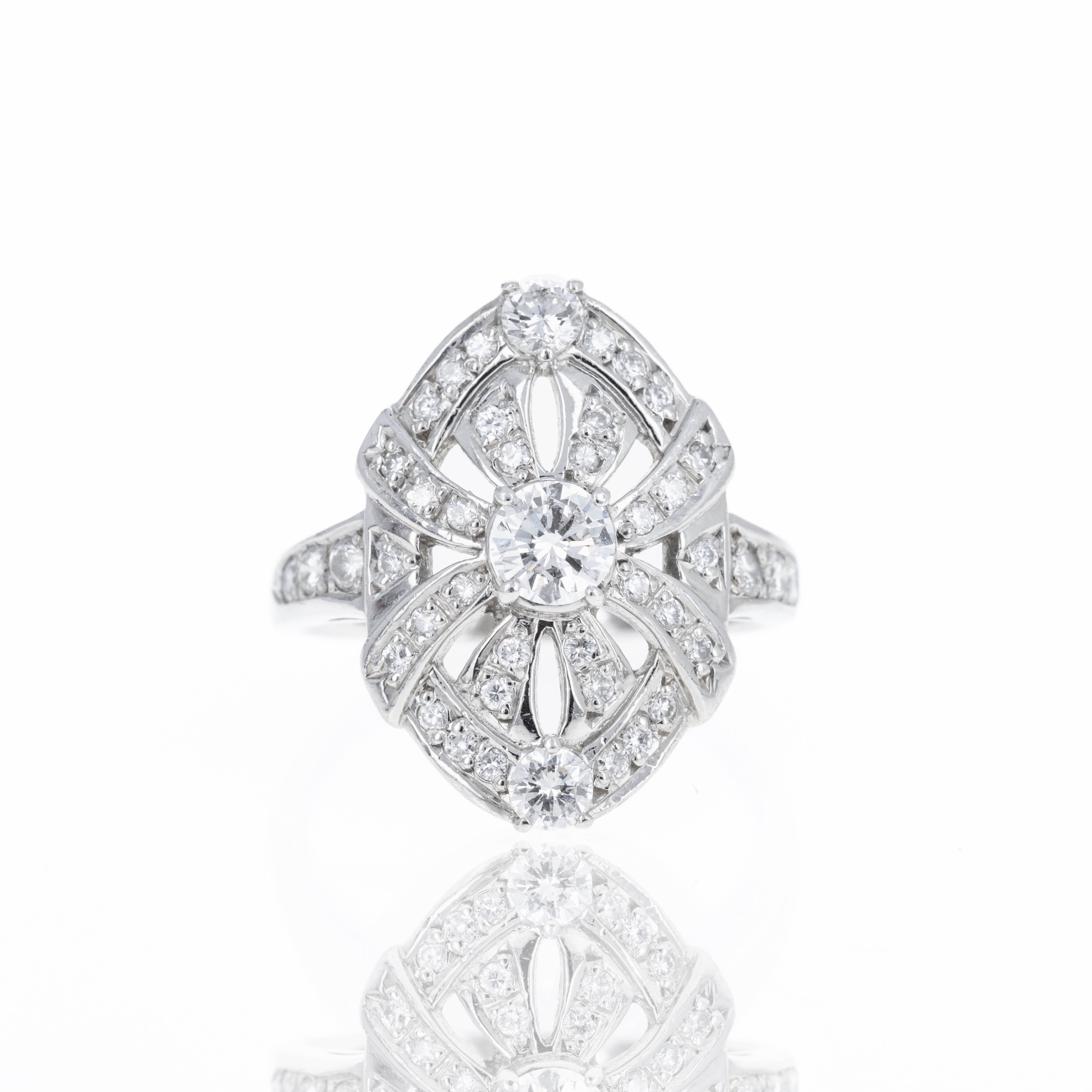 Platinum 1.14 Carat Diamond Shield Ring - Queen May