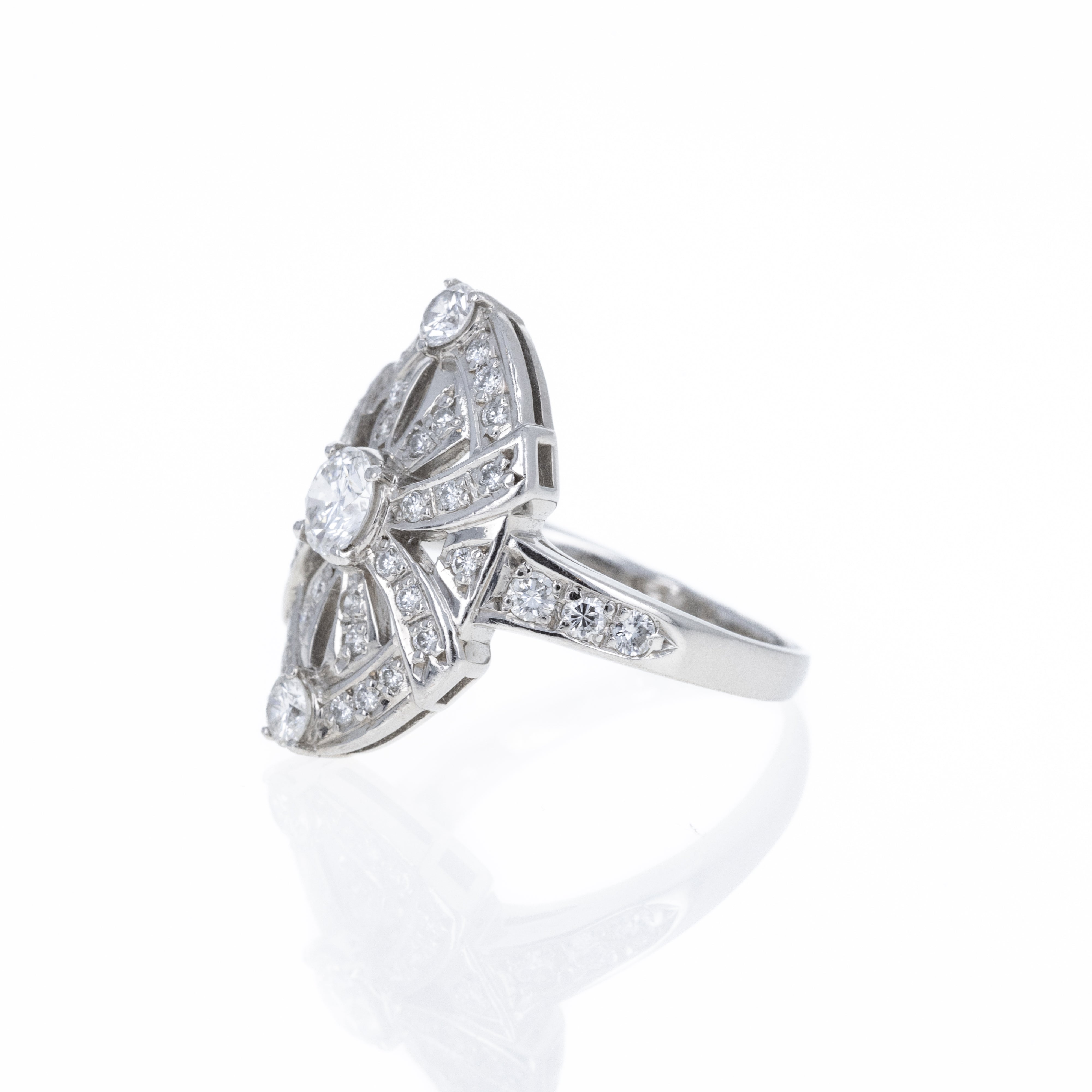 Platinum 1.14 Carat Diamond Shield Ring - Queen May