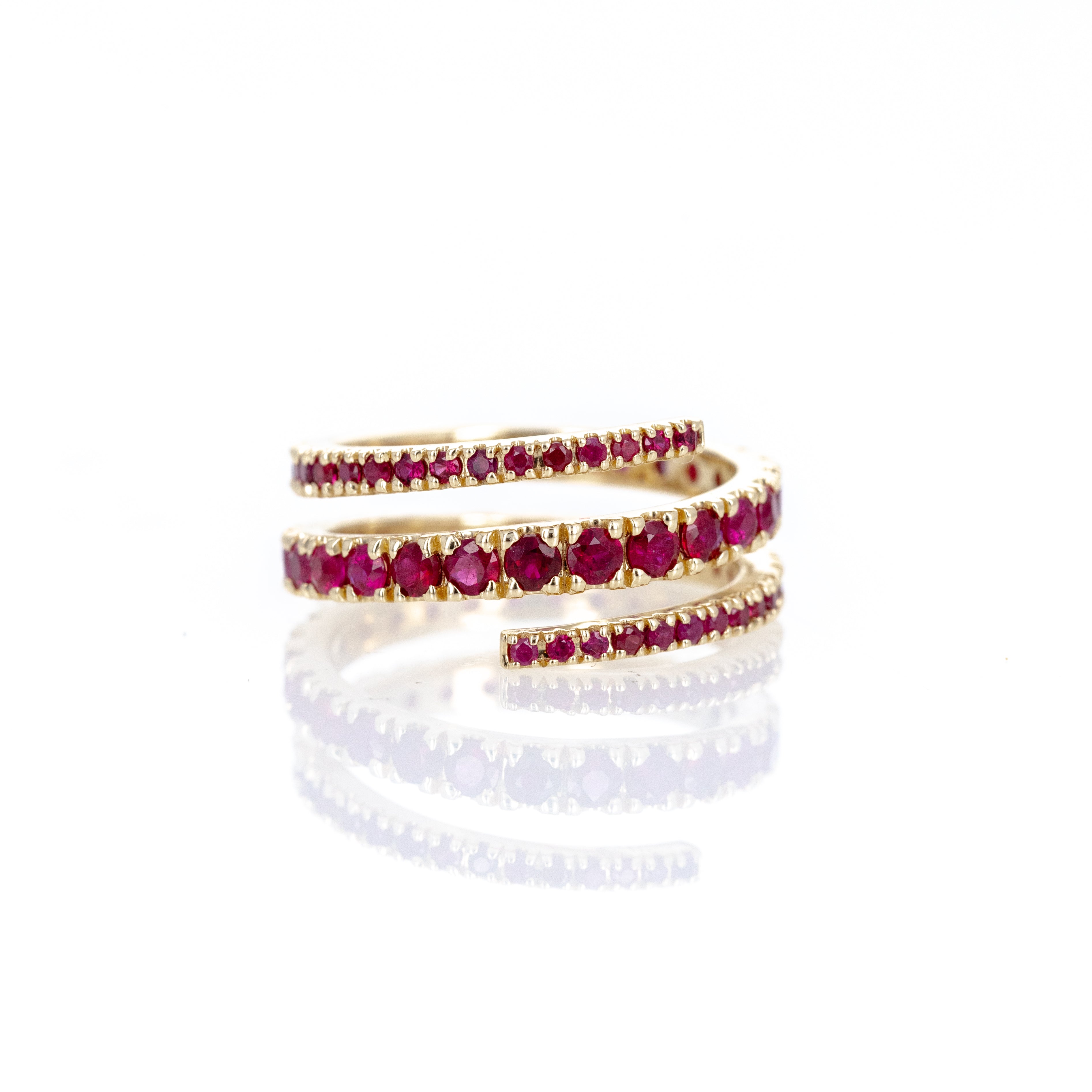 14K Yellow Gold Ruby Eternity Wrap Ring - Queen May