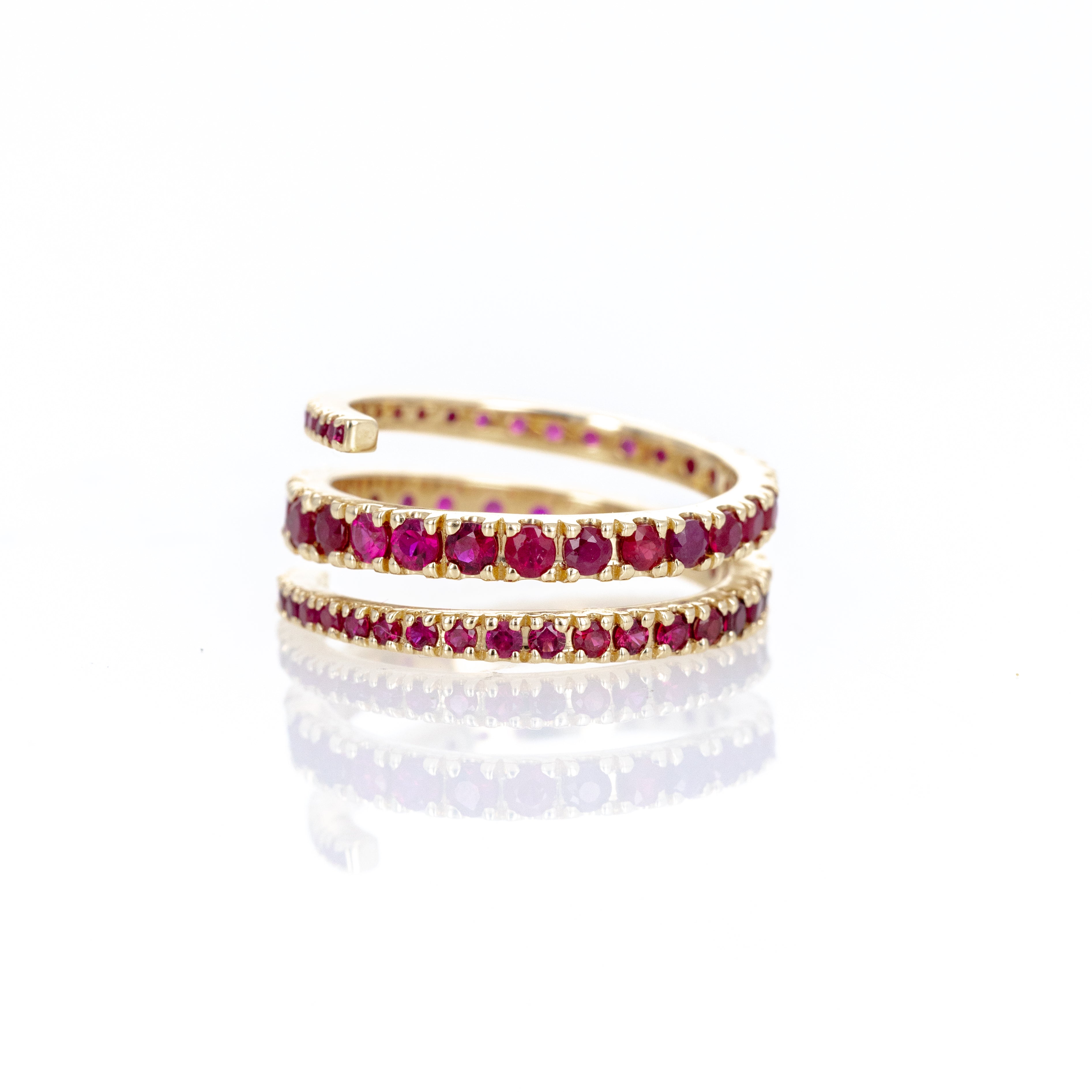 14K Yellow Gold Ruby Eternity Wrap Ring - Queen May