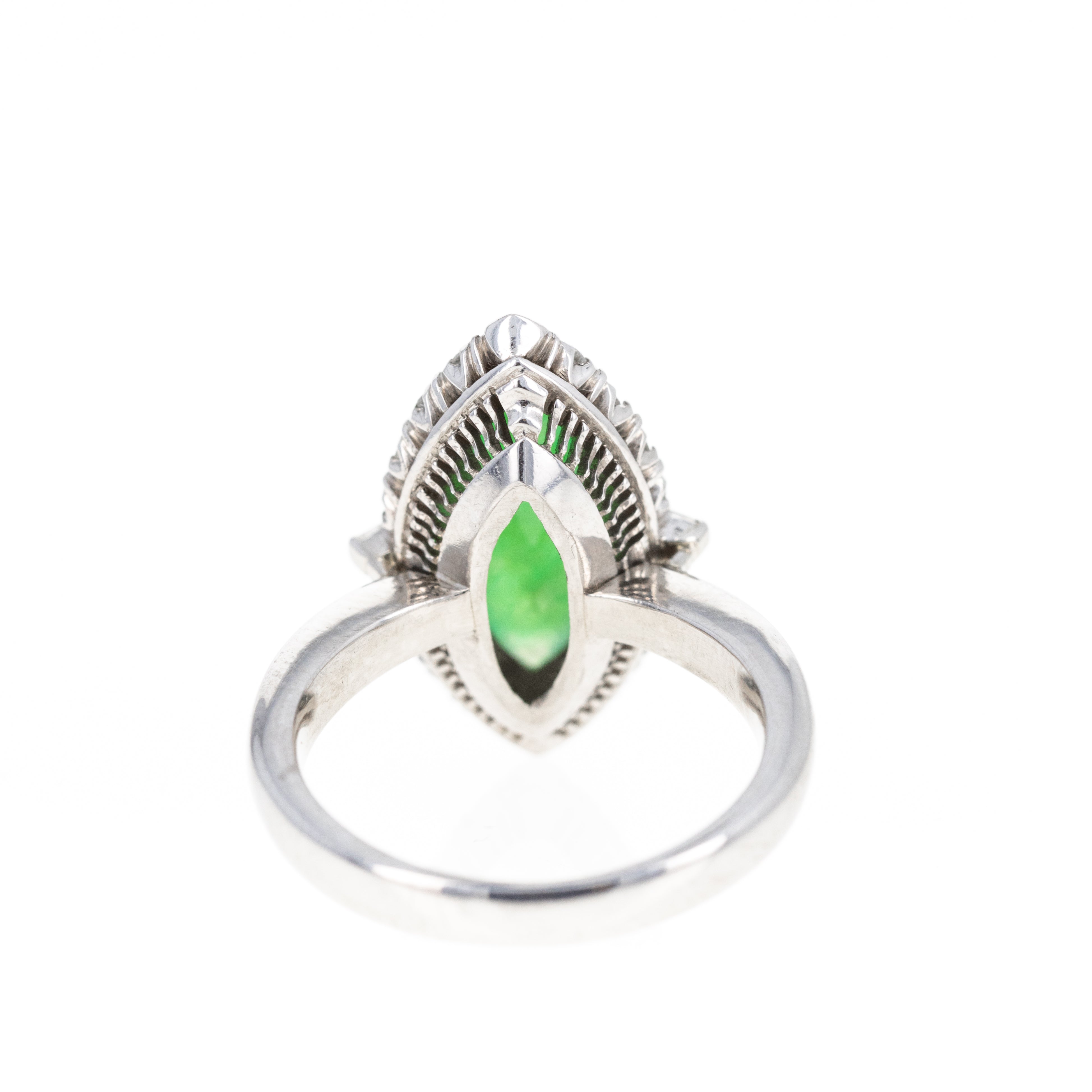 Platinum 3 Carat Jadeite Diamond Halo Ring - Queen May