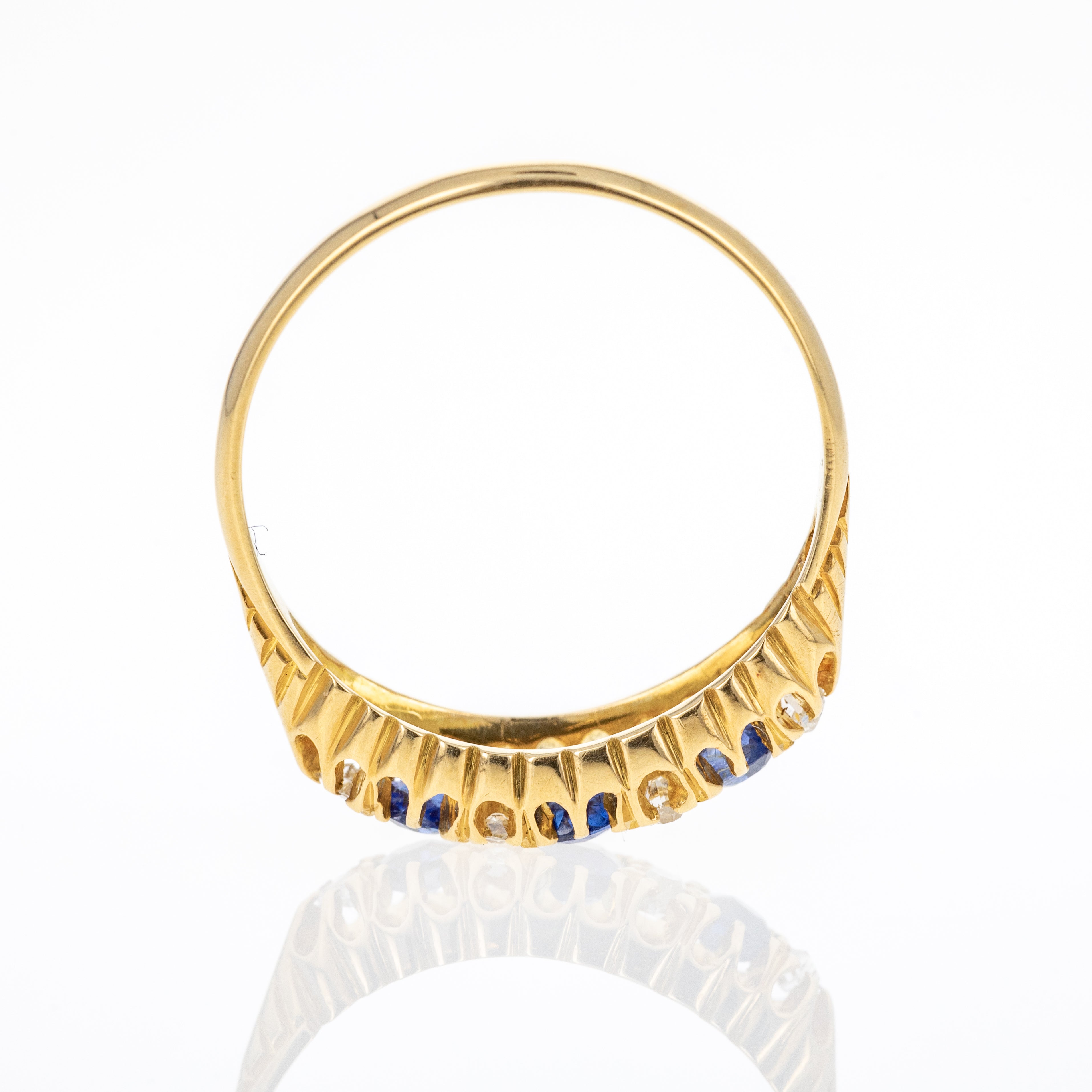 Victorian 18K Yellow Gold 0.30 Carat Sapphire Diamond Five Stone Ring - Queen May