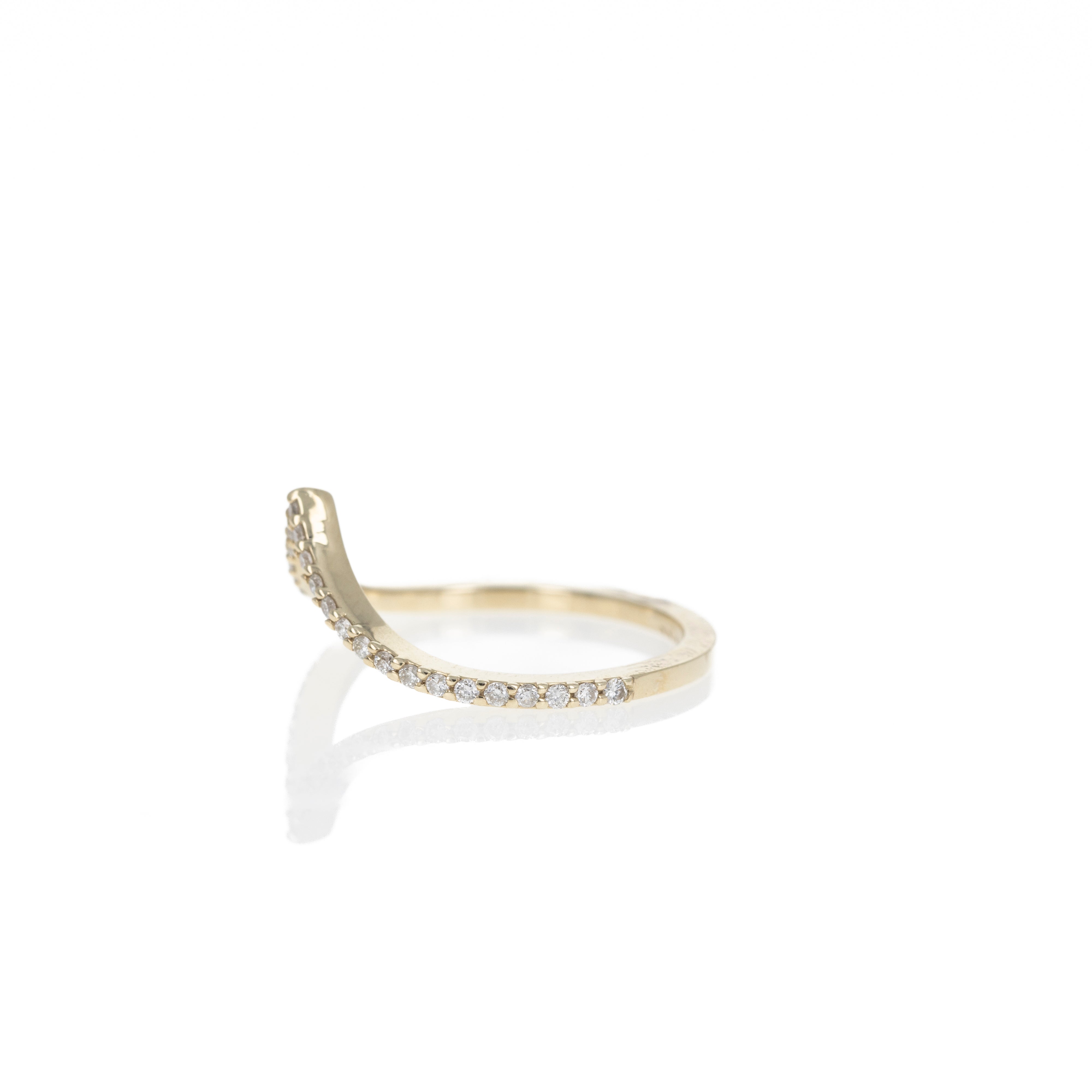 14K Gold 0.26 Carat Round Diamond Contour V-Shape Wedding Band - Queen May