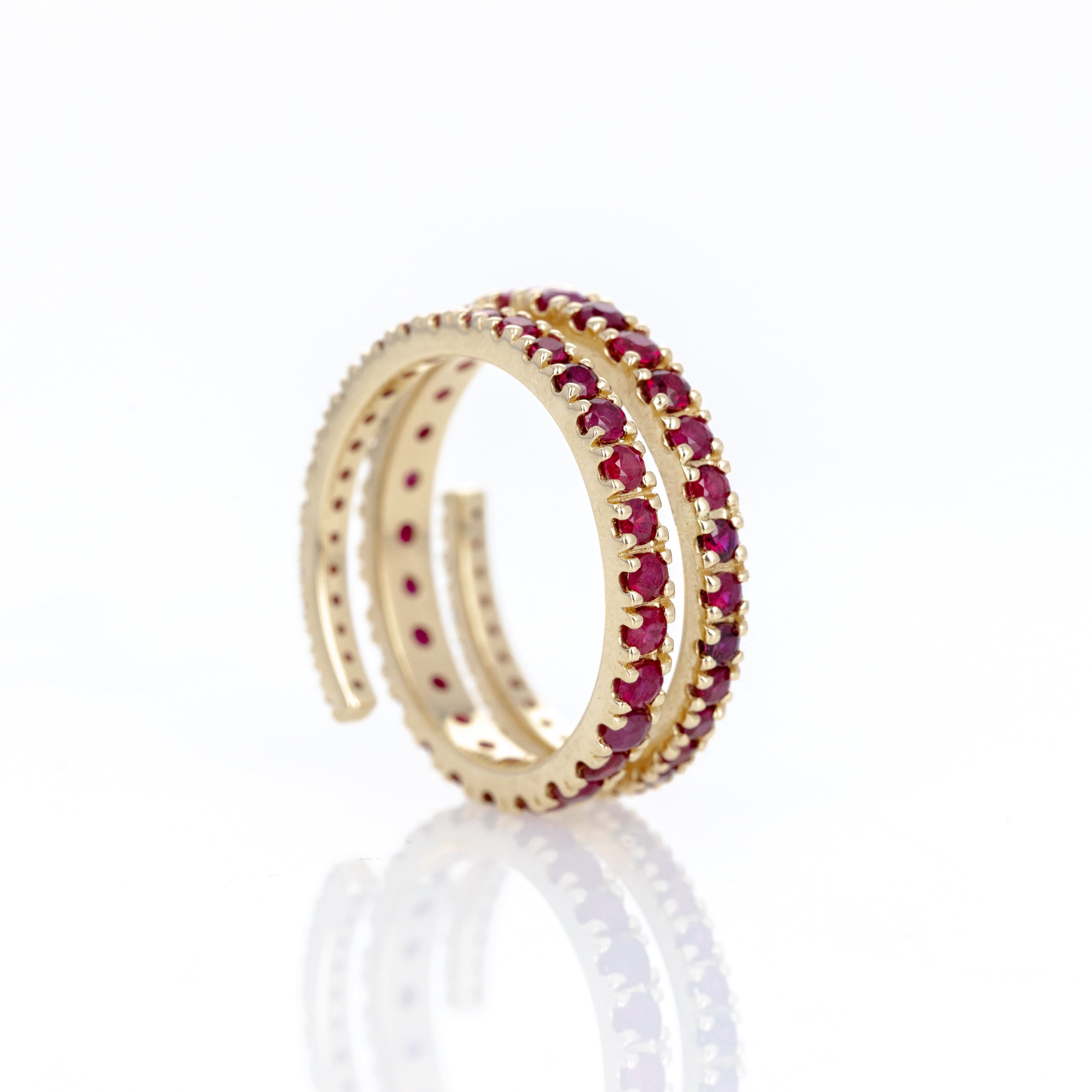 14K Yellow Gold Ruby Eternity Wrap Ring - Queen May