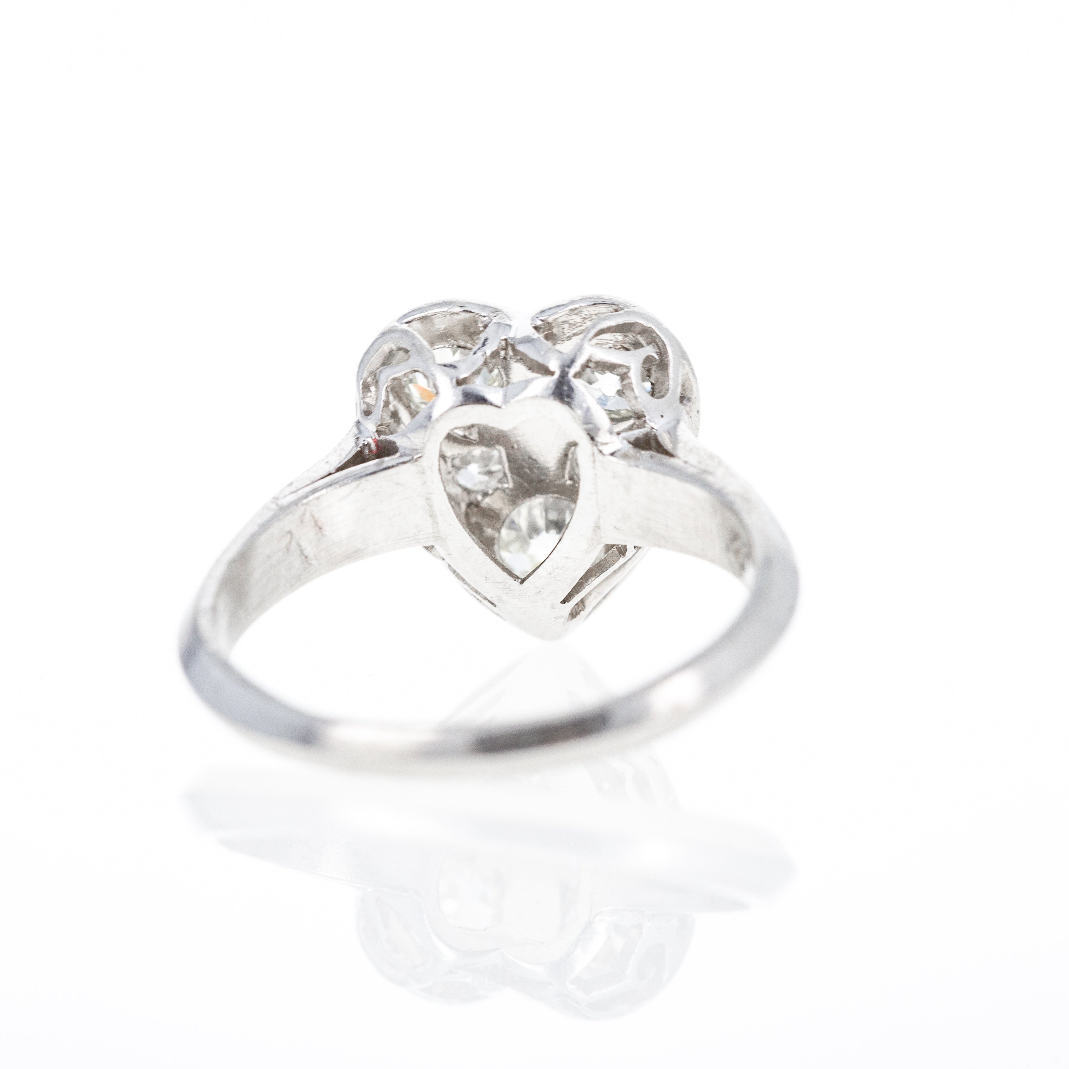 Platinum Edwardian 0.60 Carat Old European Diamond Heart Ring - Queen May
