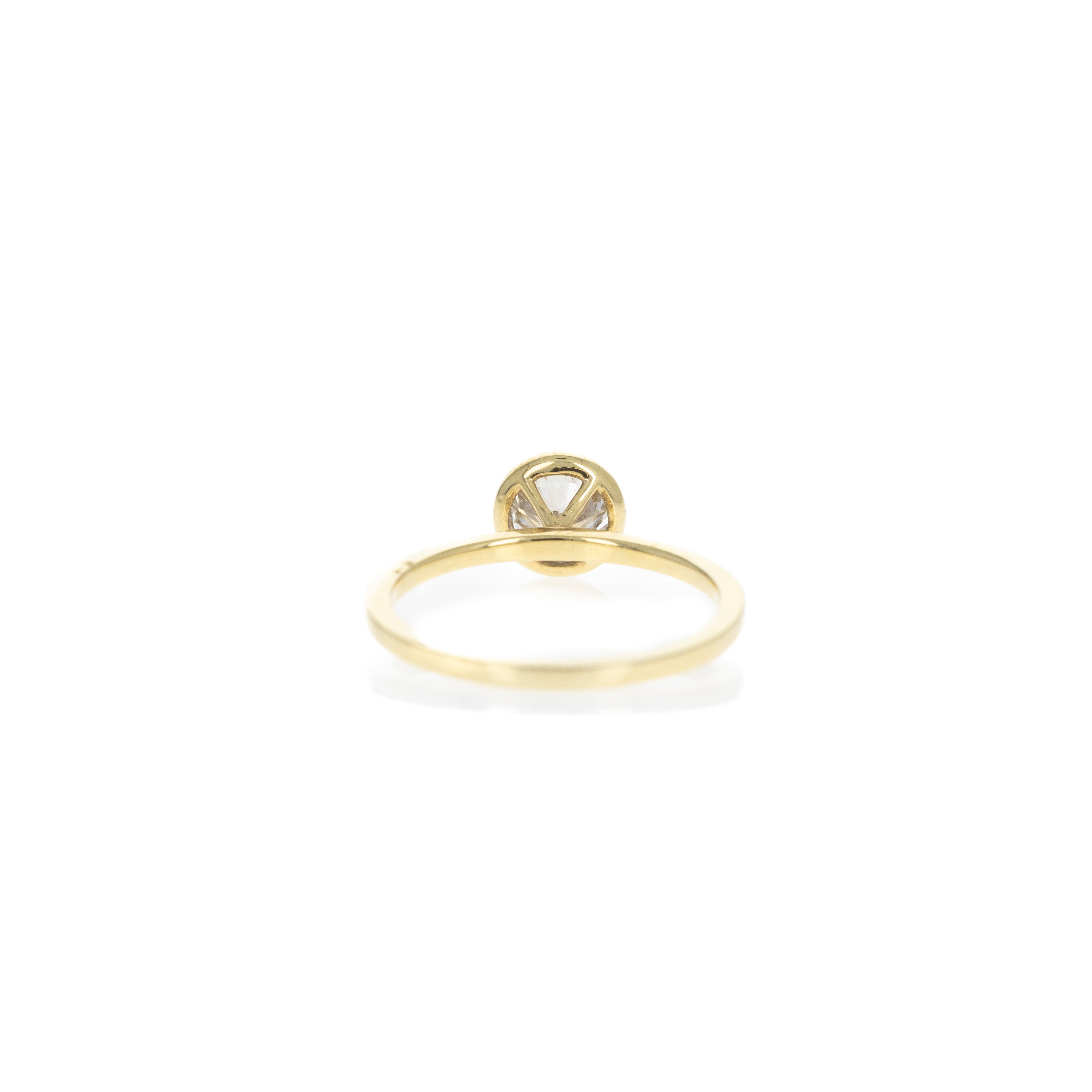 18K Yellow Gold 1.01 Carat Round Brilliant Diamond Bezel Engagement Ring - Queen May