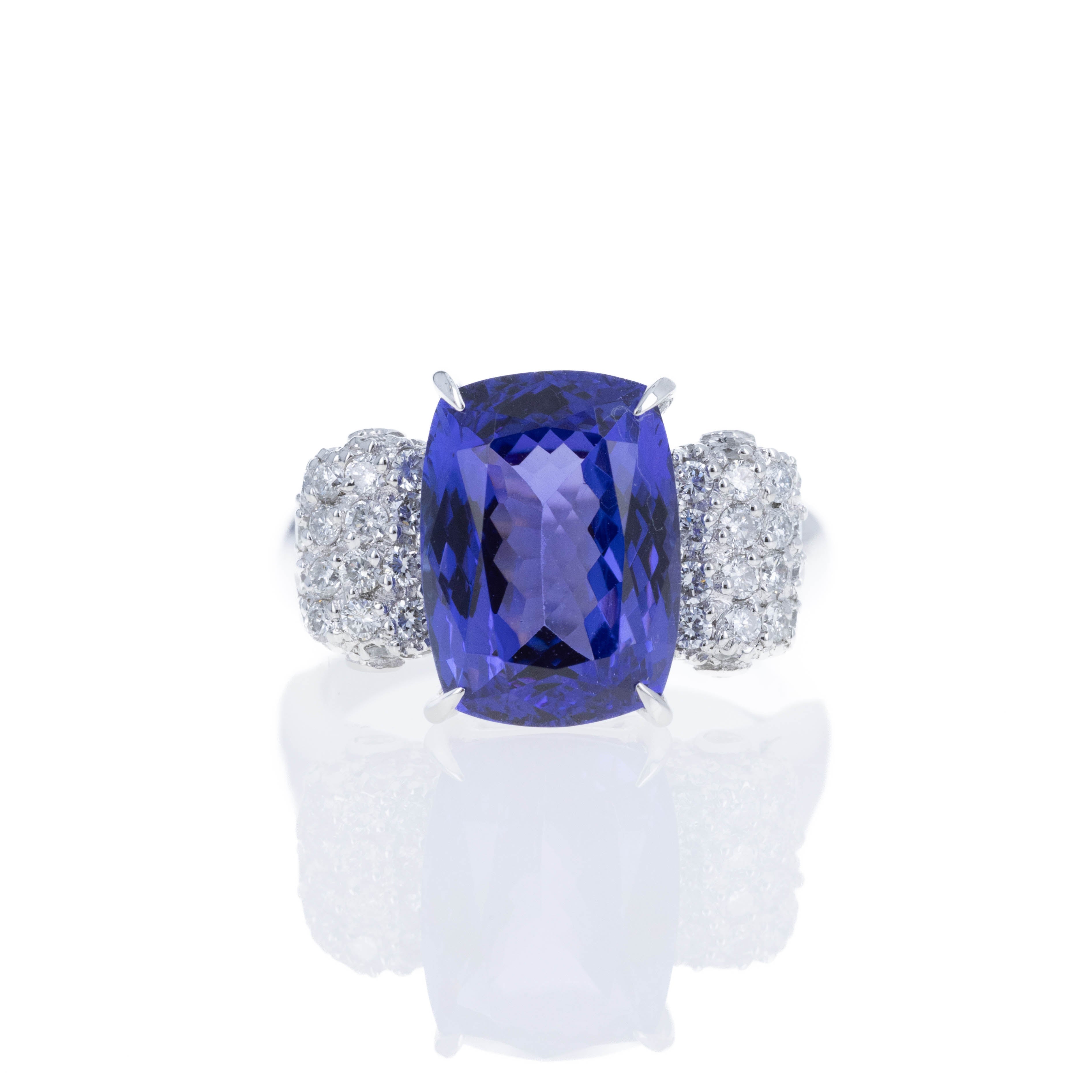 Platinum 5.92 Carat Tanzanite Diamond Ring - Queen May