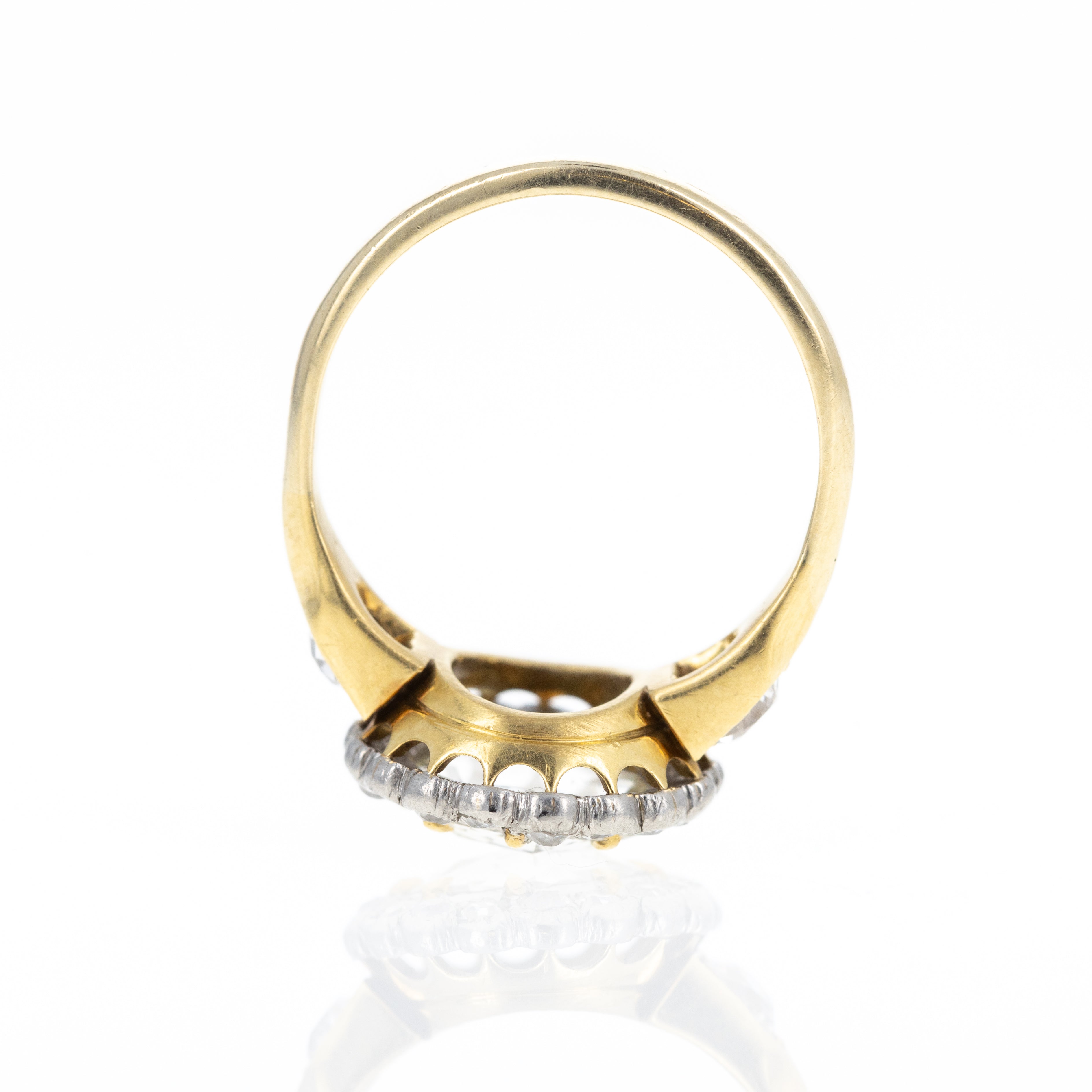 Victorian 14K and Platinum 1.50 Carat Rose Cut Diamond Halo Ring - Queen May