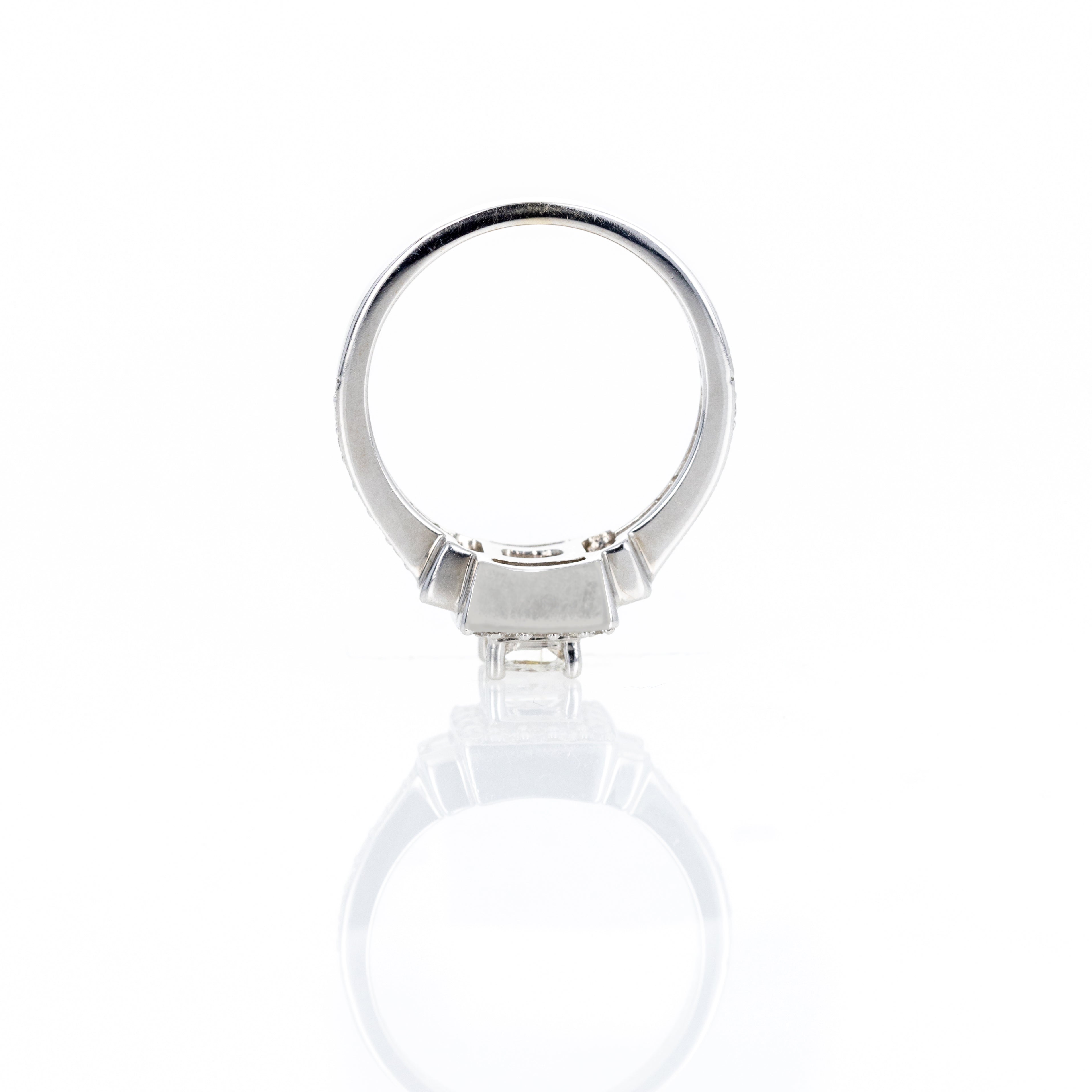 14K White Gold 0.40 Carat Princess Diamond Halo Engagement Ring - Queen May
