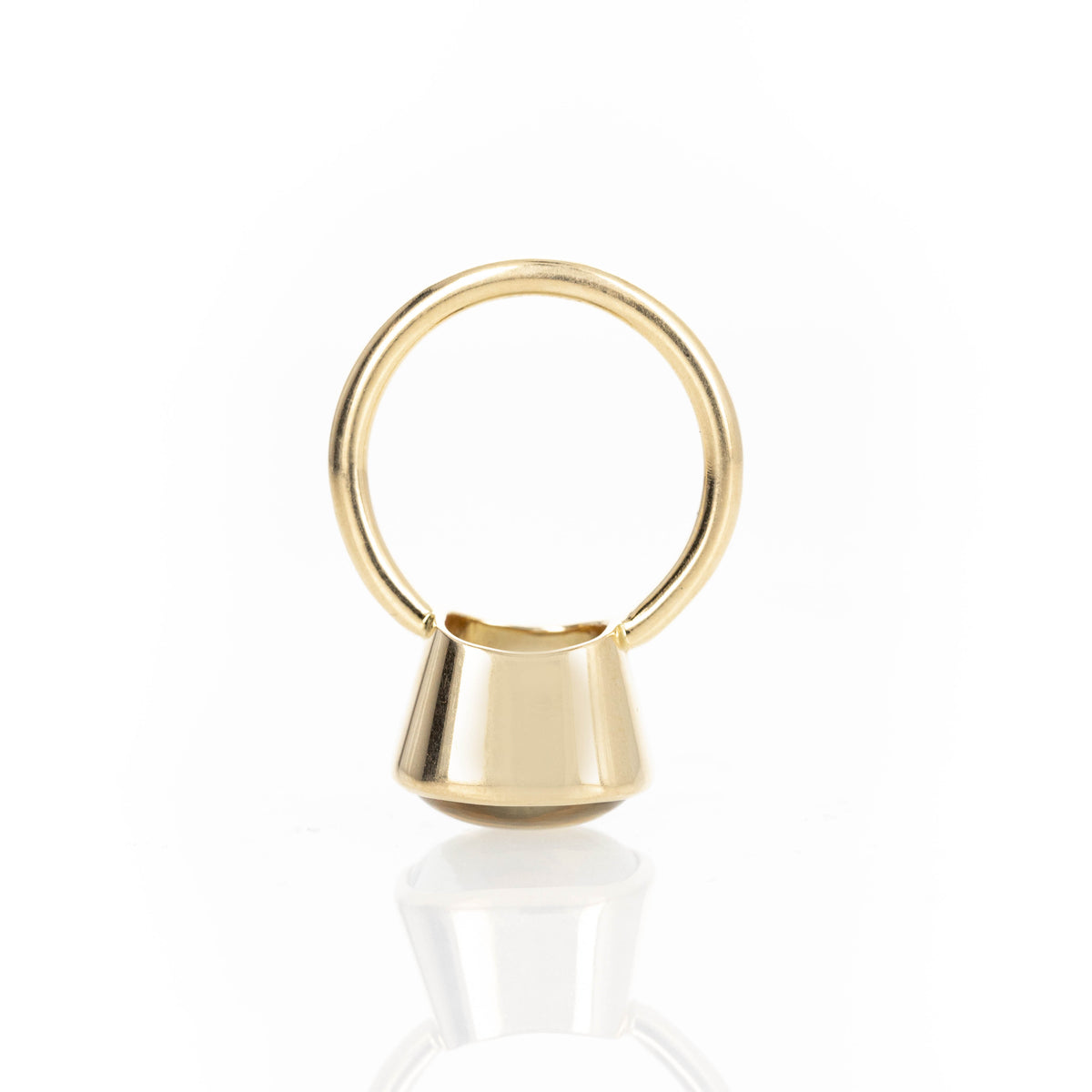 18K Yellow Gold Cabochon Prasiolite Bezel Gumdrop Ring - Queen May