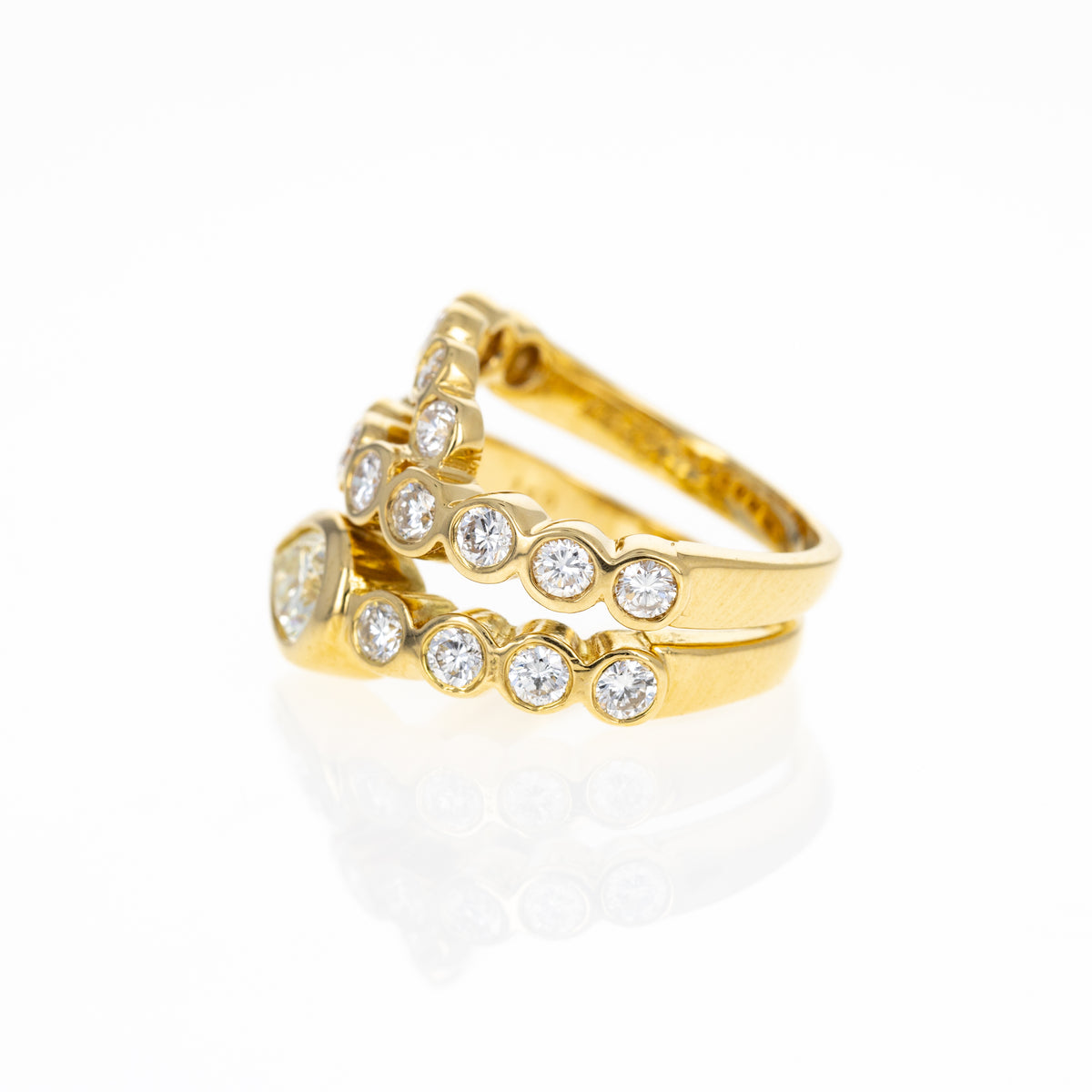 18K Yellow Gold 1.01 Carat Fancy Light Yellow Pear Diamond Bezel Snake Ring - Queen May