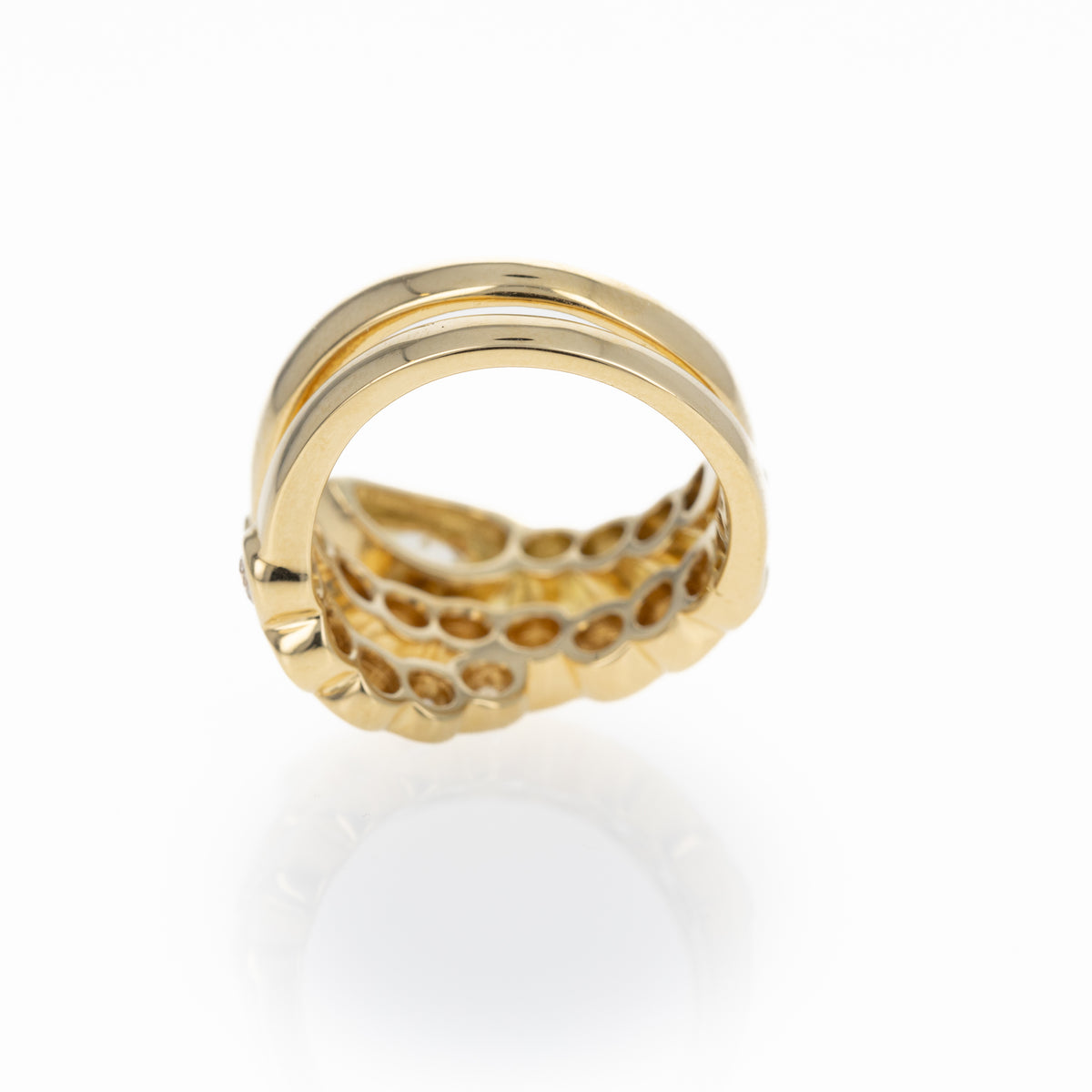 18K Yellow Gold 1.01 Carat Fancy Light Yellow Pear Diamond Bezel Snake Ring - Queen May