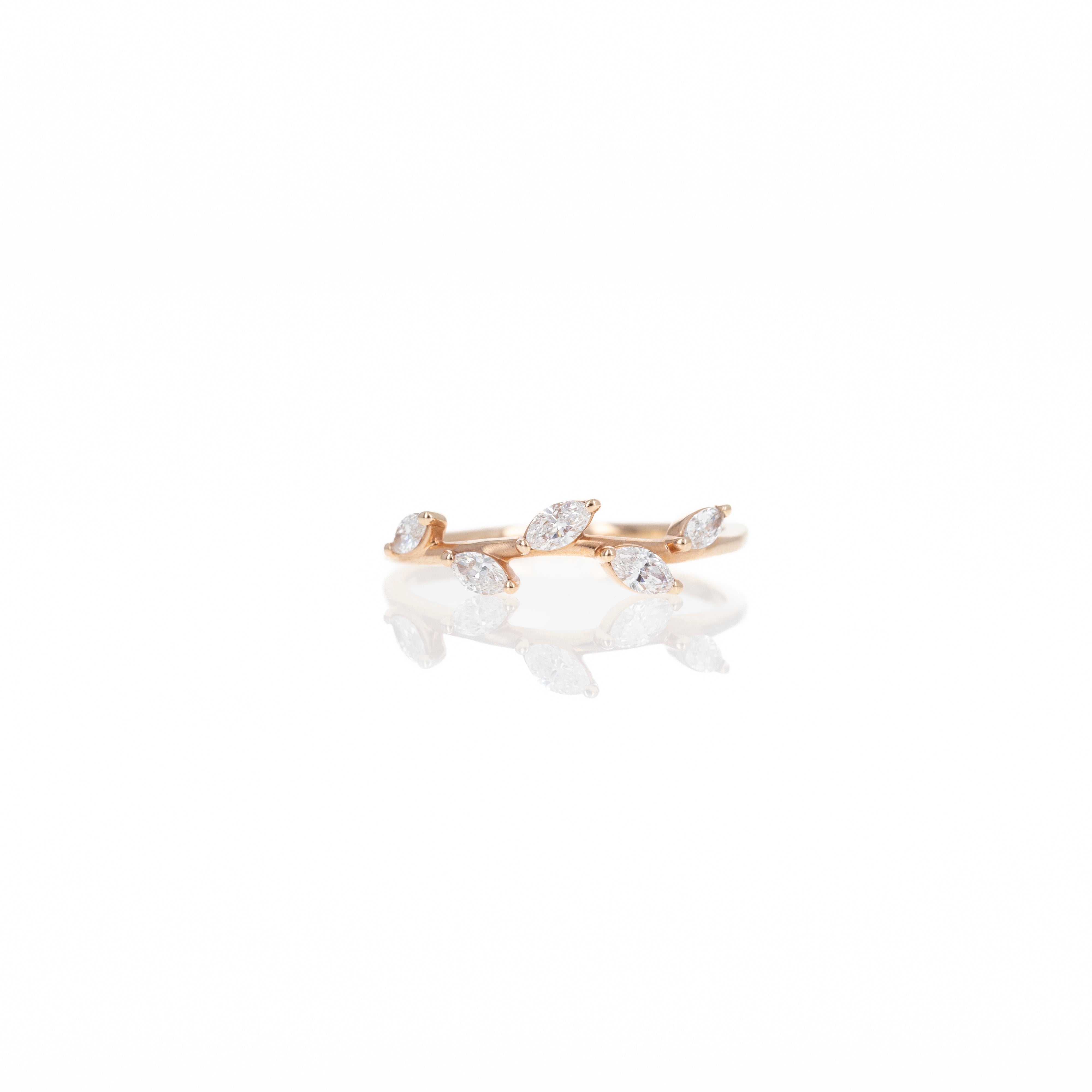 14K Gold Gold 0.25 Carat Marquise Diamond Leaf Band - Queen May