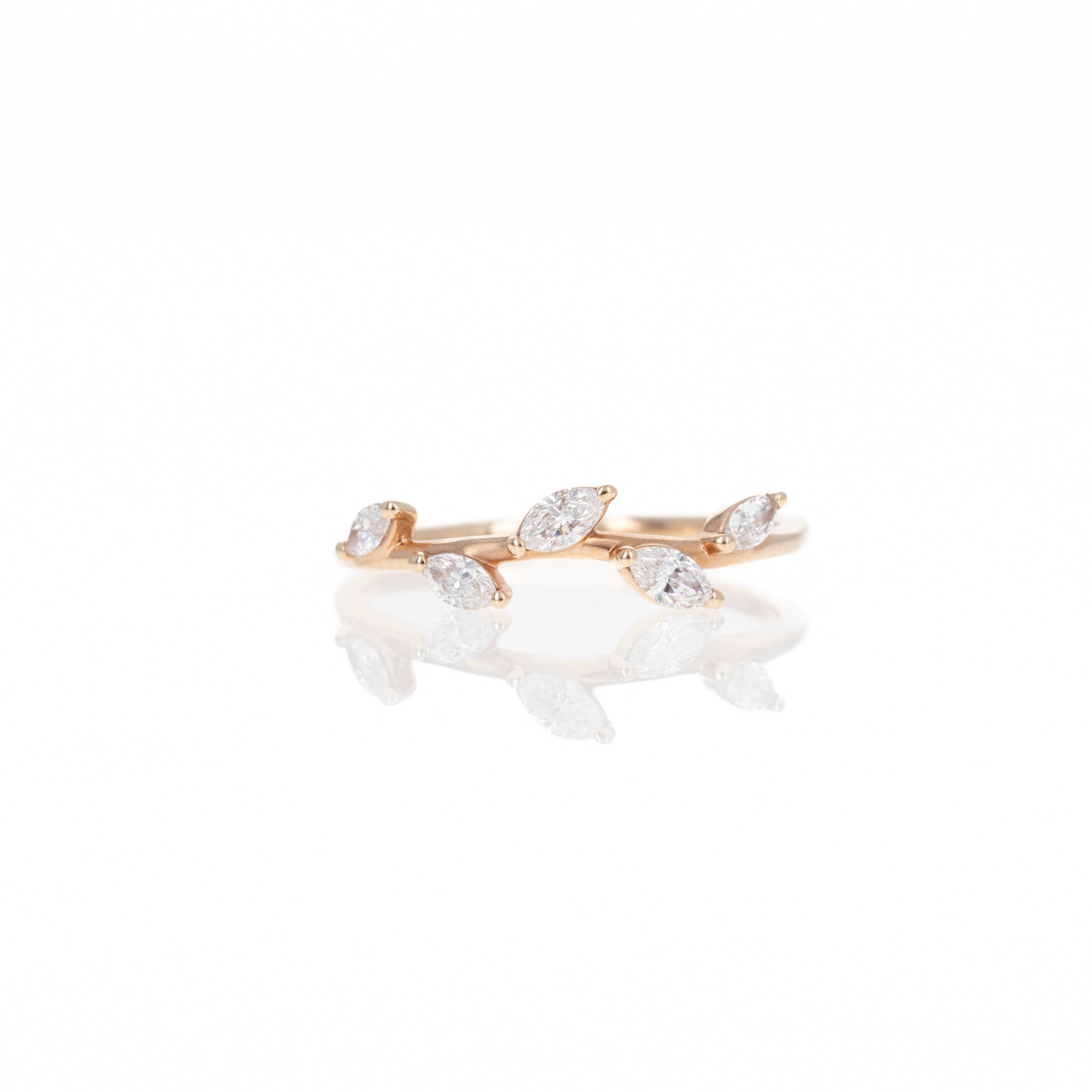 14K Gold Gold 0.25 Carat Marquise Diamond Leaf Band - Queen May