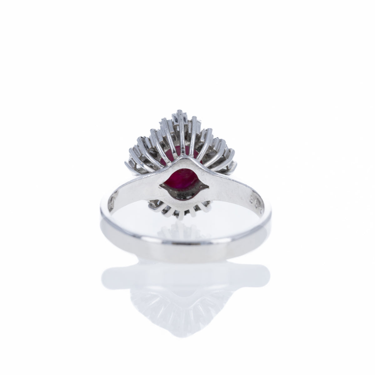 Platinum 2.98 Star Ruby Diamond Fan Halo Ring - Queen May