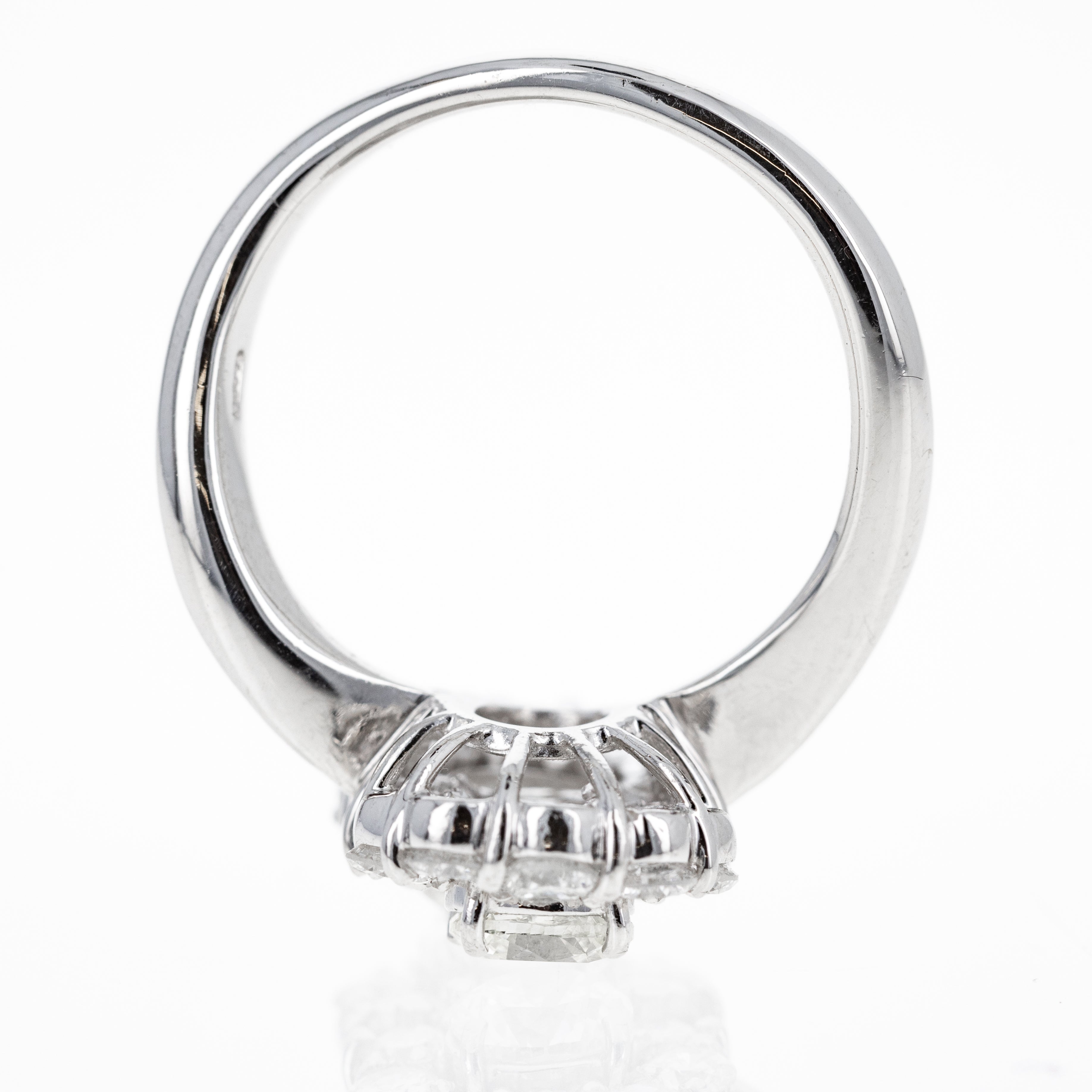 Platinum 2.12 Carat Oval Diamond Double Halo Swirl Ring - Queen May