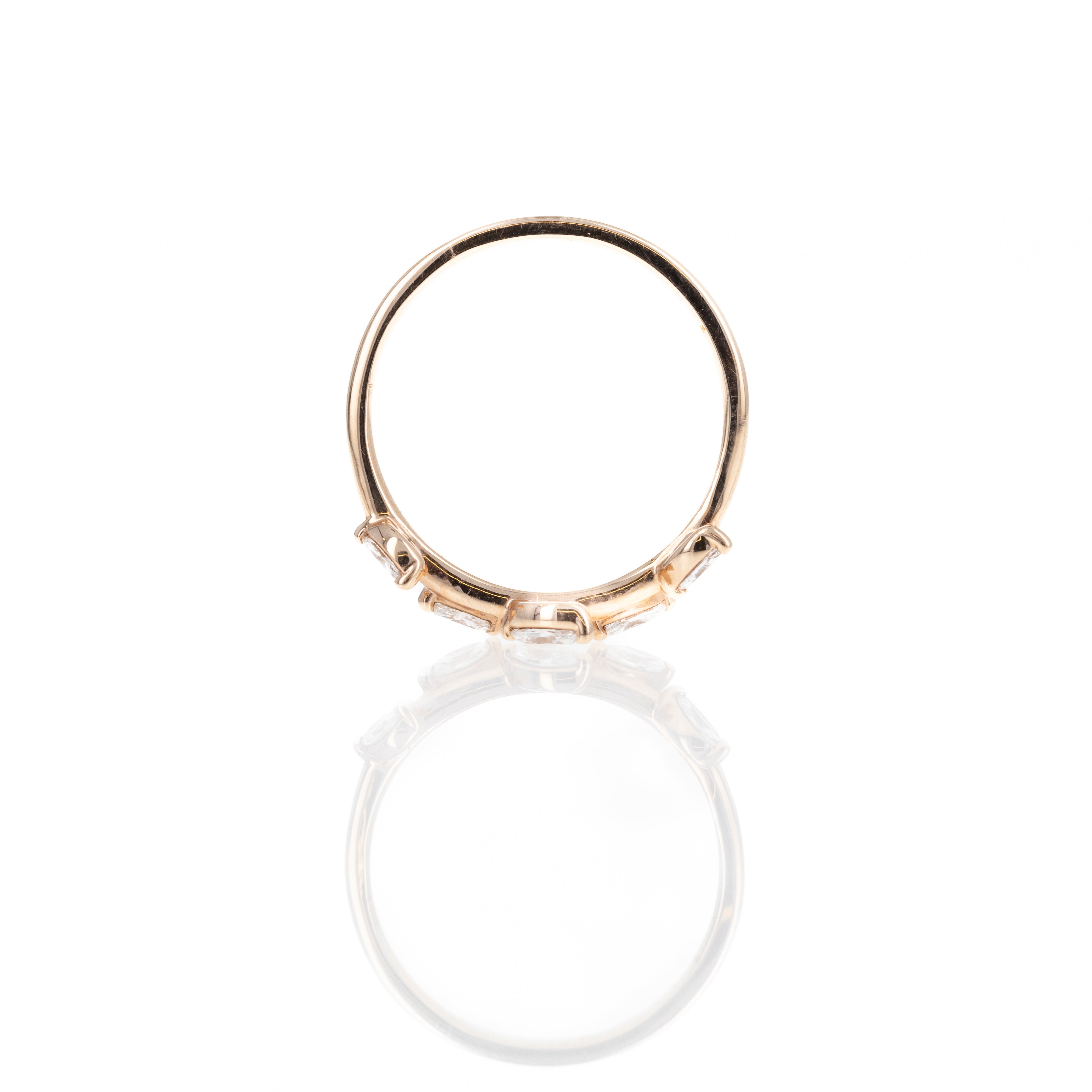 14K Gold Gold 0.25 Carat Marquise Diamond Leaf Band - Queen May