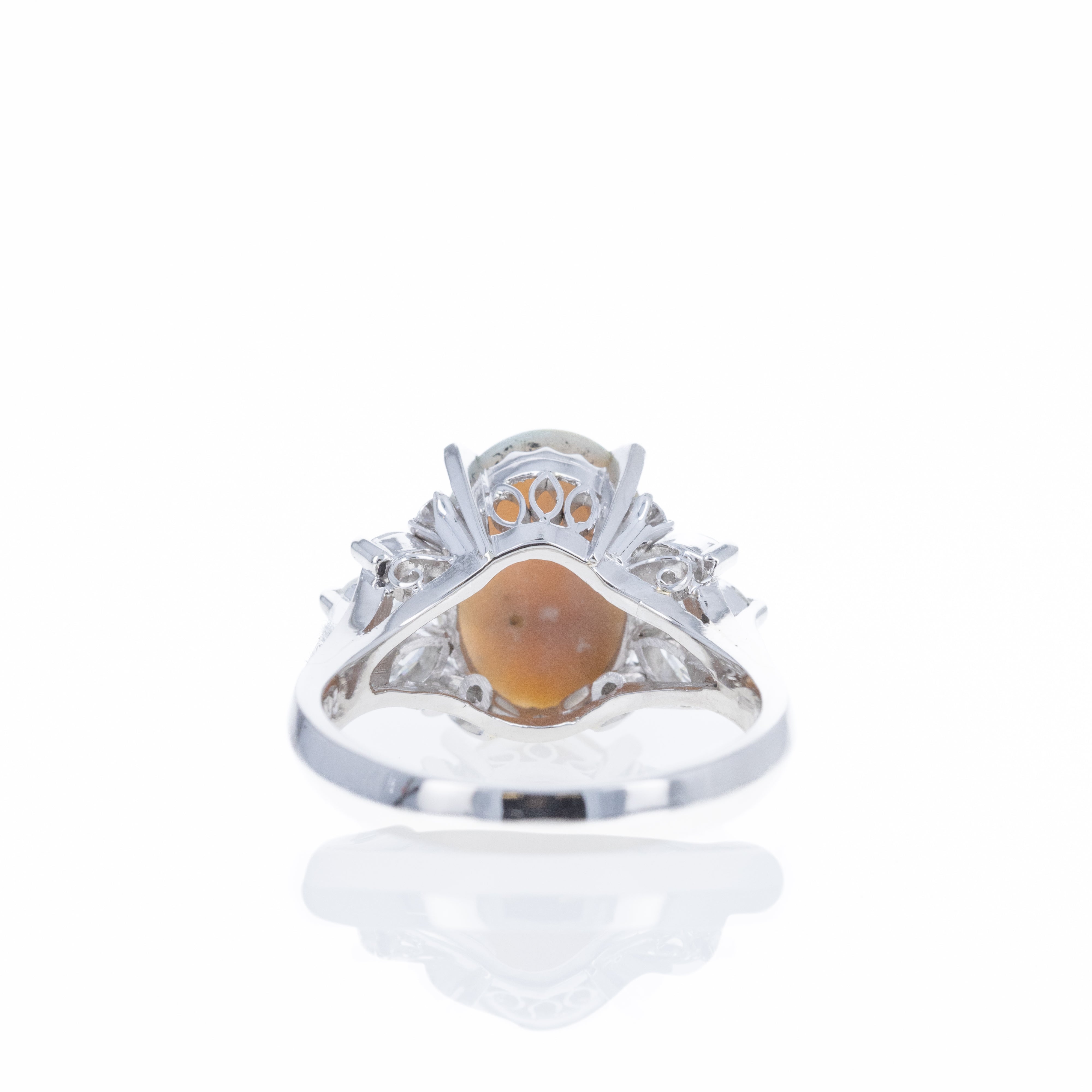 Platinum 2 Carat Opal Diamond Floral Ring - Queen May