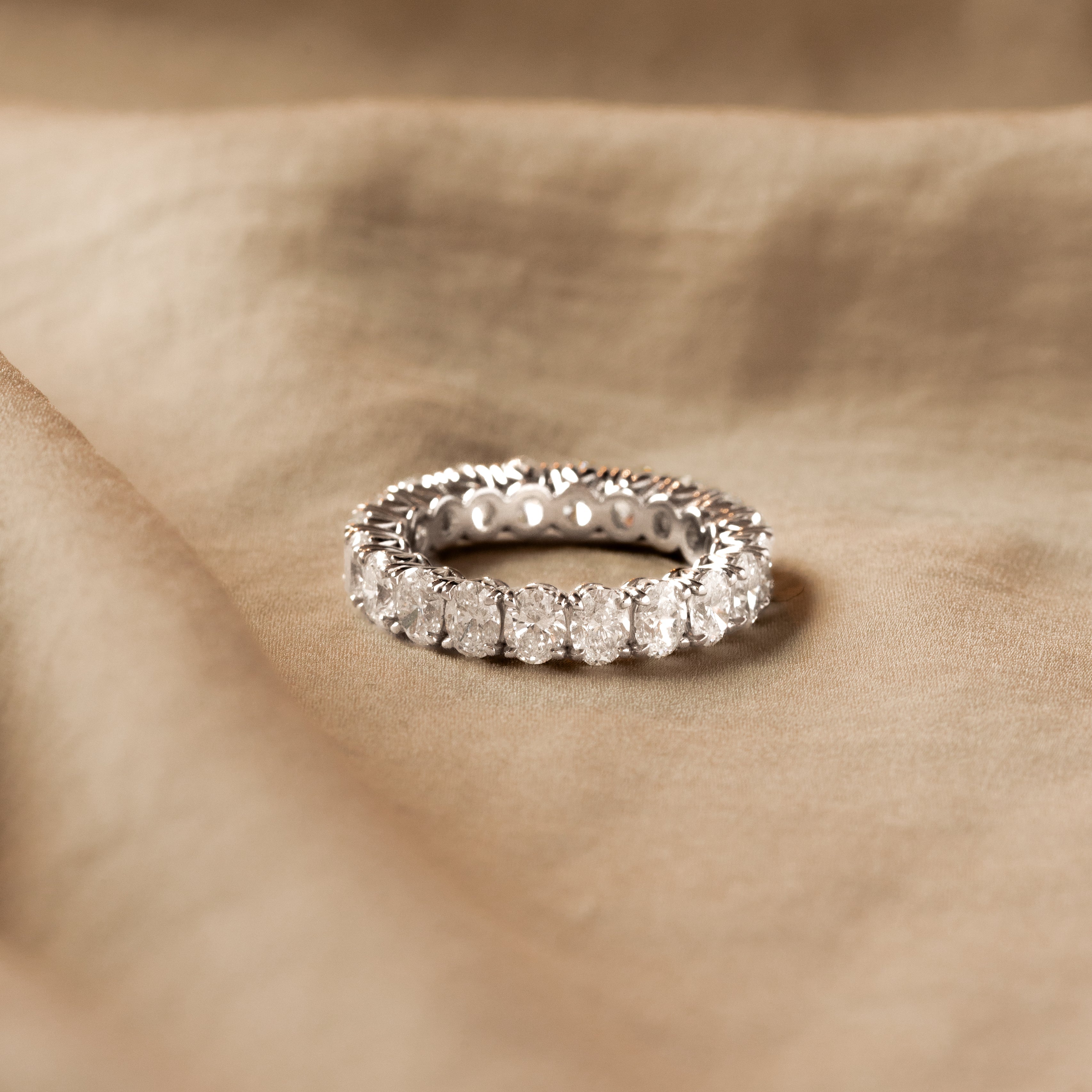 4.80 Carat Total Weight Oval Diamond Eternity Wedding Band - Queen May