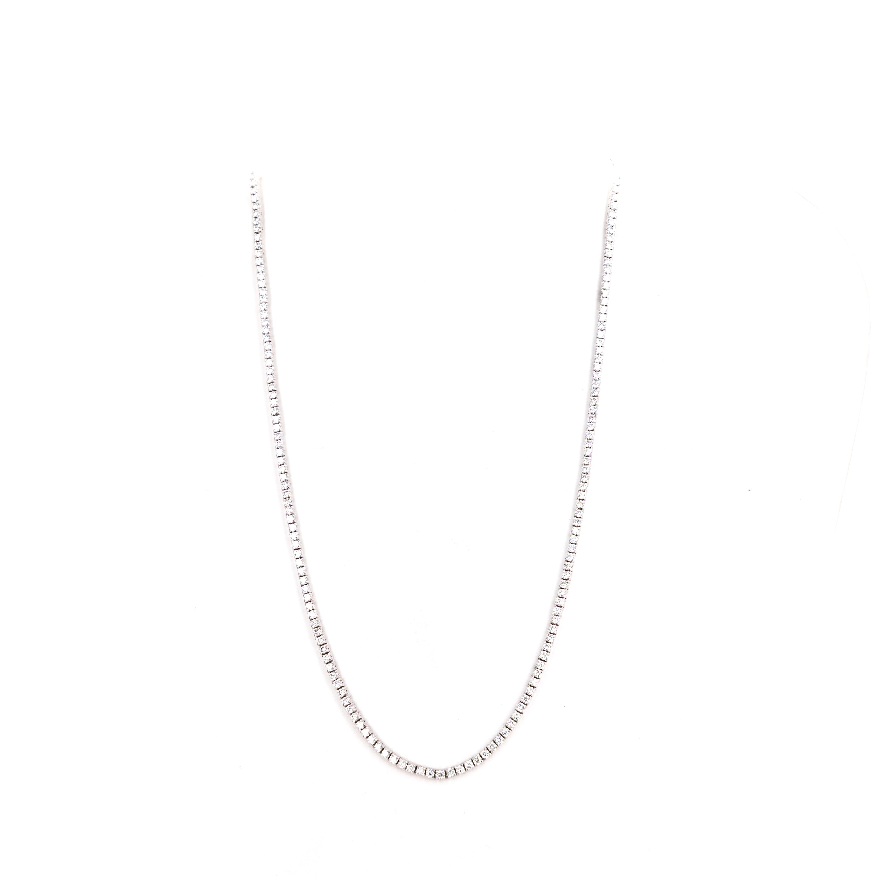 18K White Gold 5 Carat Round Diamond Tennis Necklace - Queen May