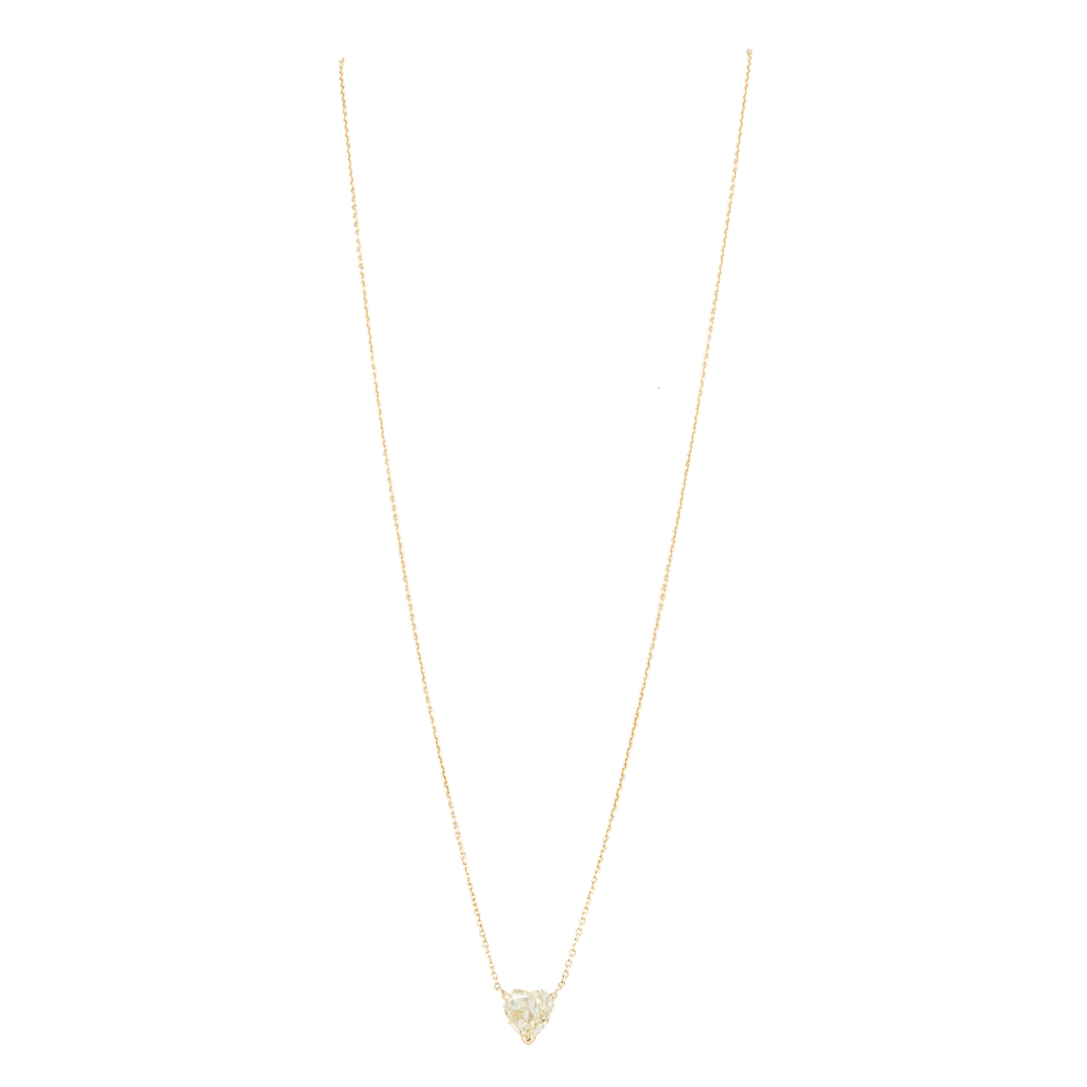 2.07 Carat Heart Fancy Light Yellow Diamond Solitaire Pendant Necklace - Queen May