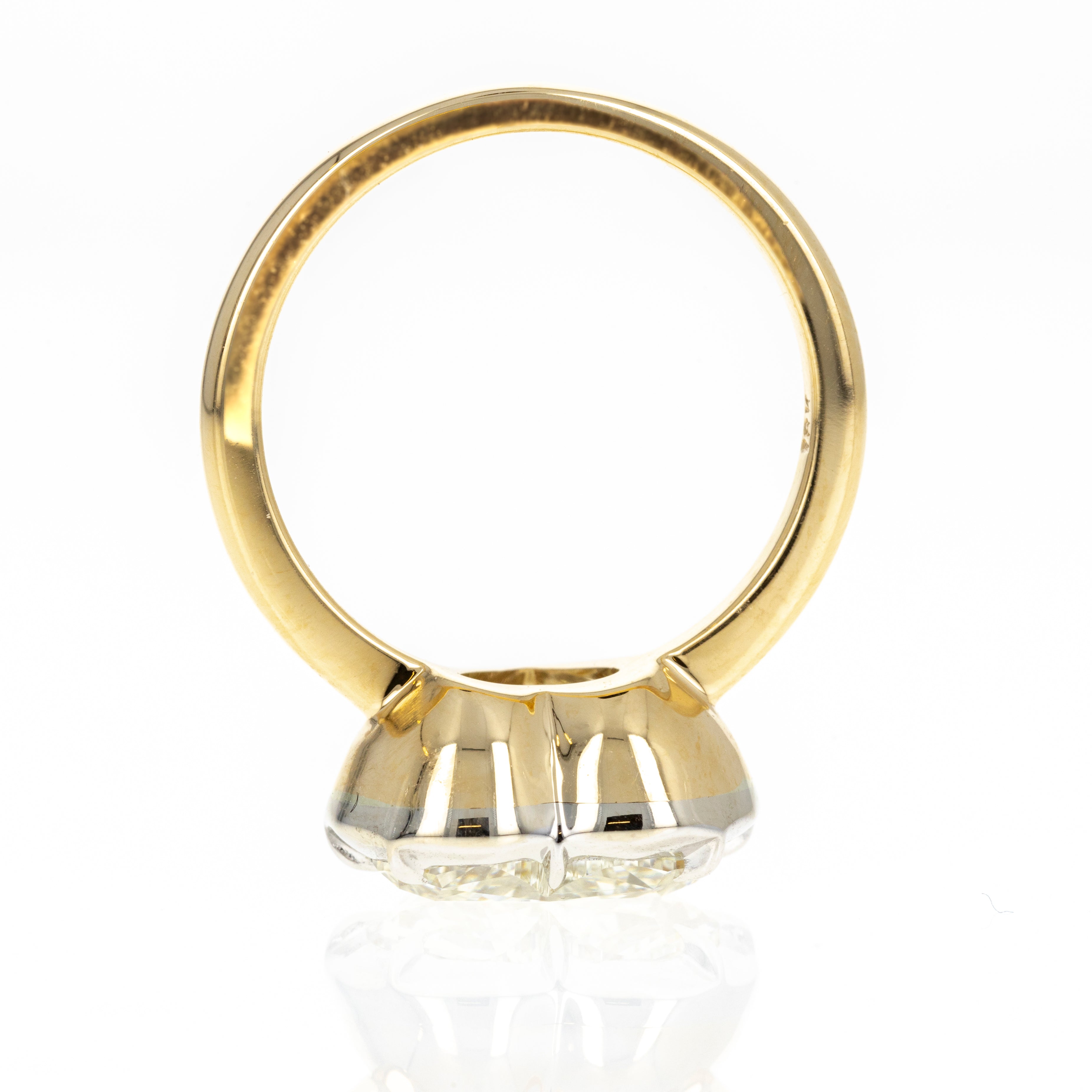 18K Yellow Gold and Platinum 4.14 Carat Heart Diamond Bezel Engagement Ring - Queen May