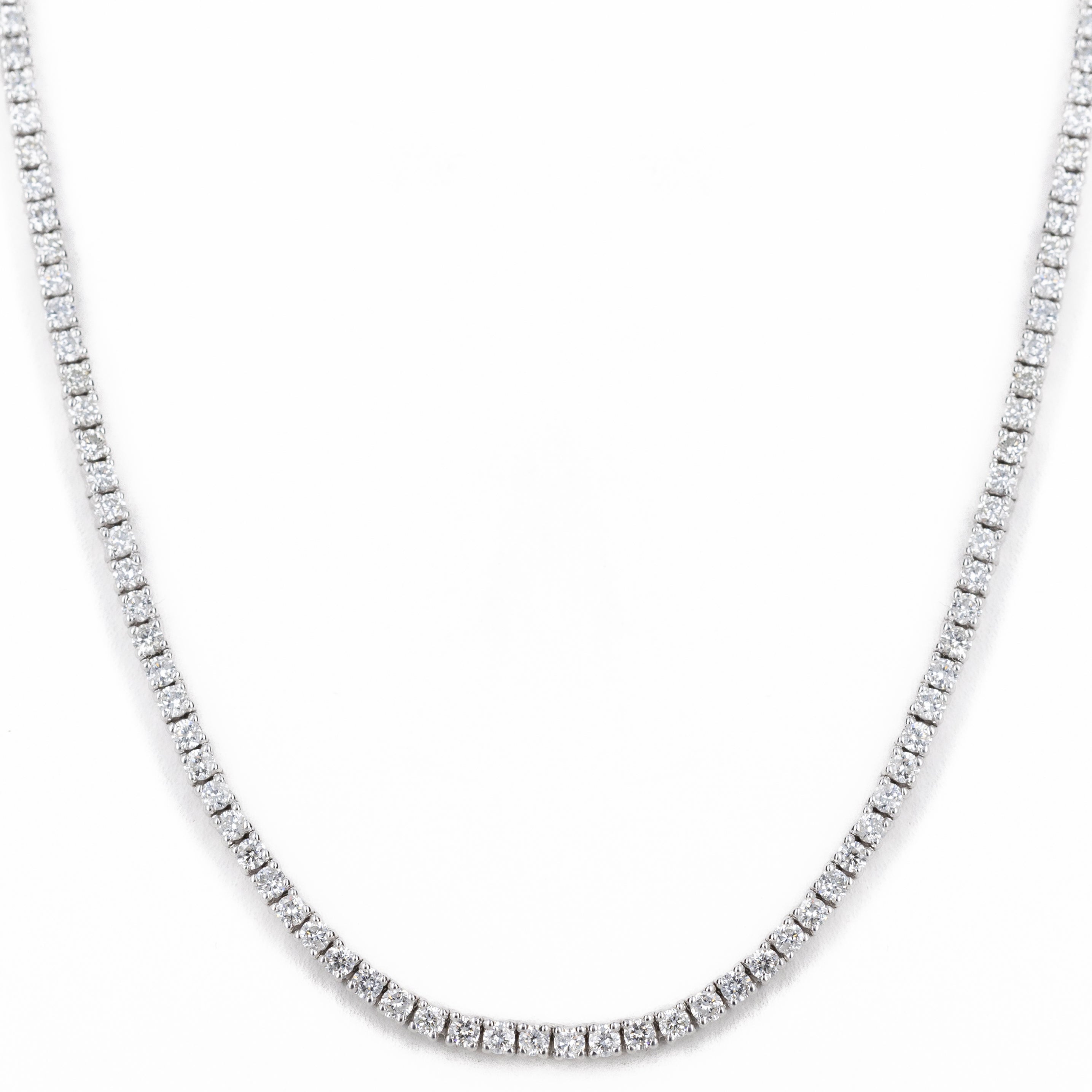 18K White Gold 5 Carat Round Diamond Tennis Necklace - Queen May