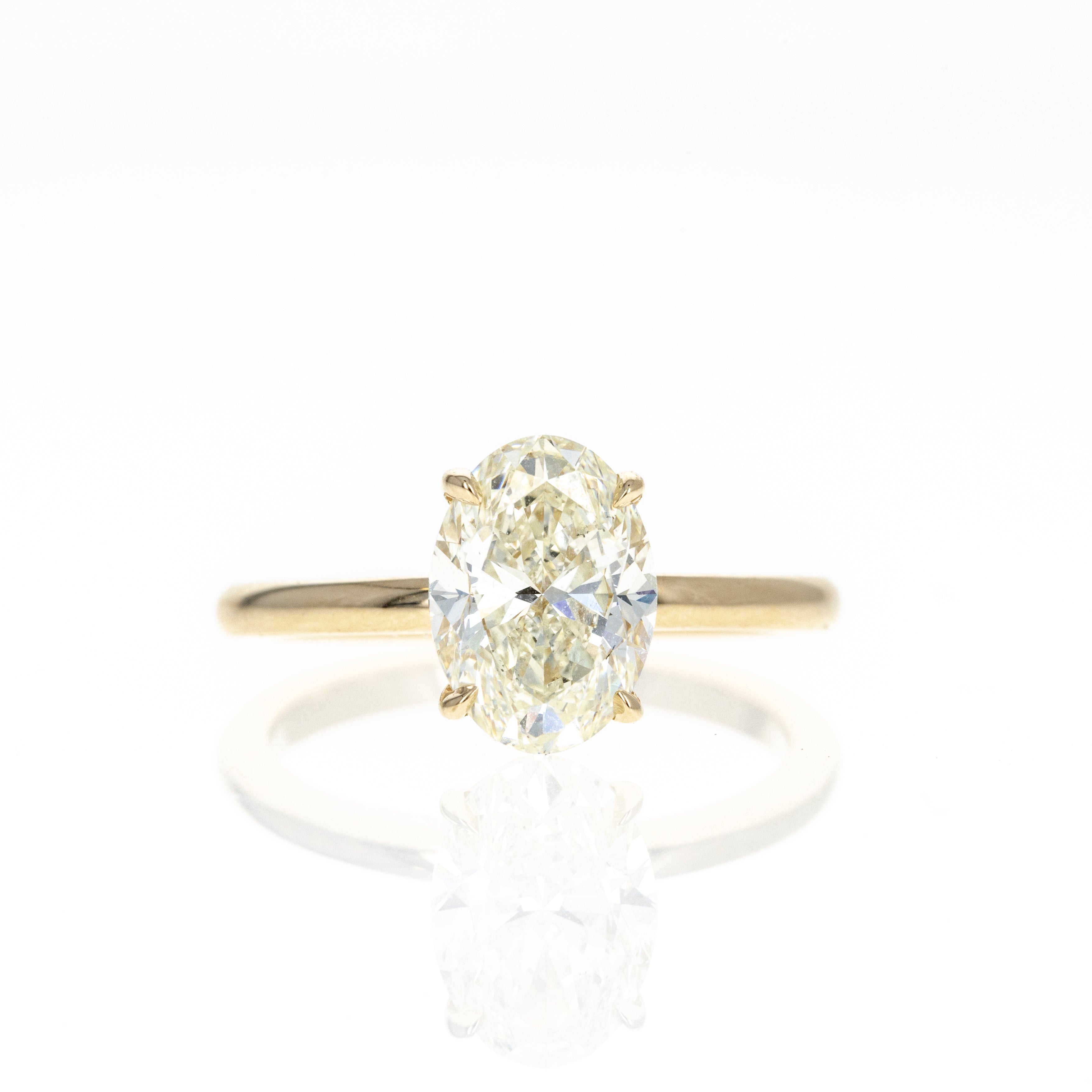 14K Yellow Gold 2.50 Carat Oval Diamond Solitaire Engagement Ring - Queen May