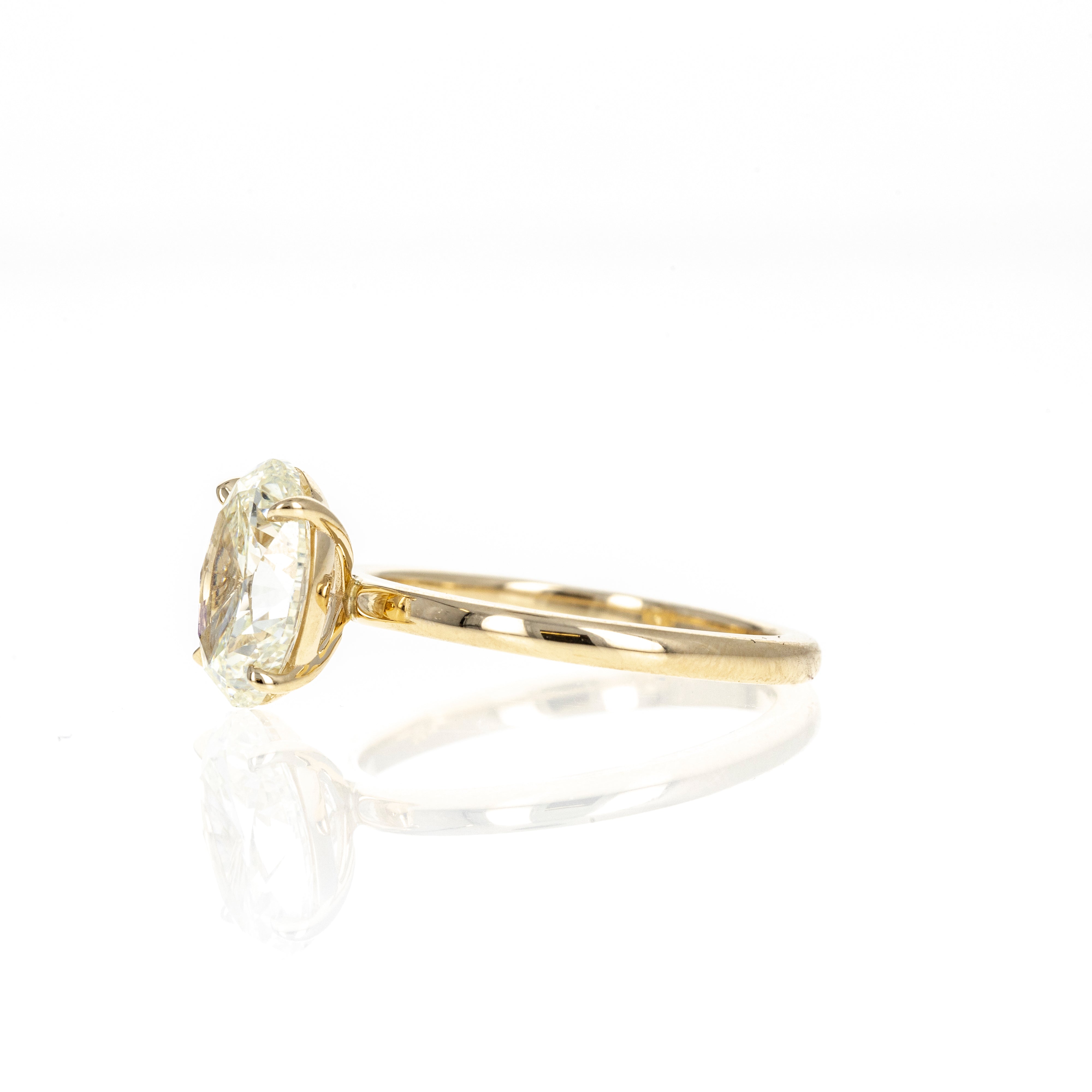 14K Yellow Gold 2.50 Carat Oval Diamond Solitaire Engagement Ring - Queen May