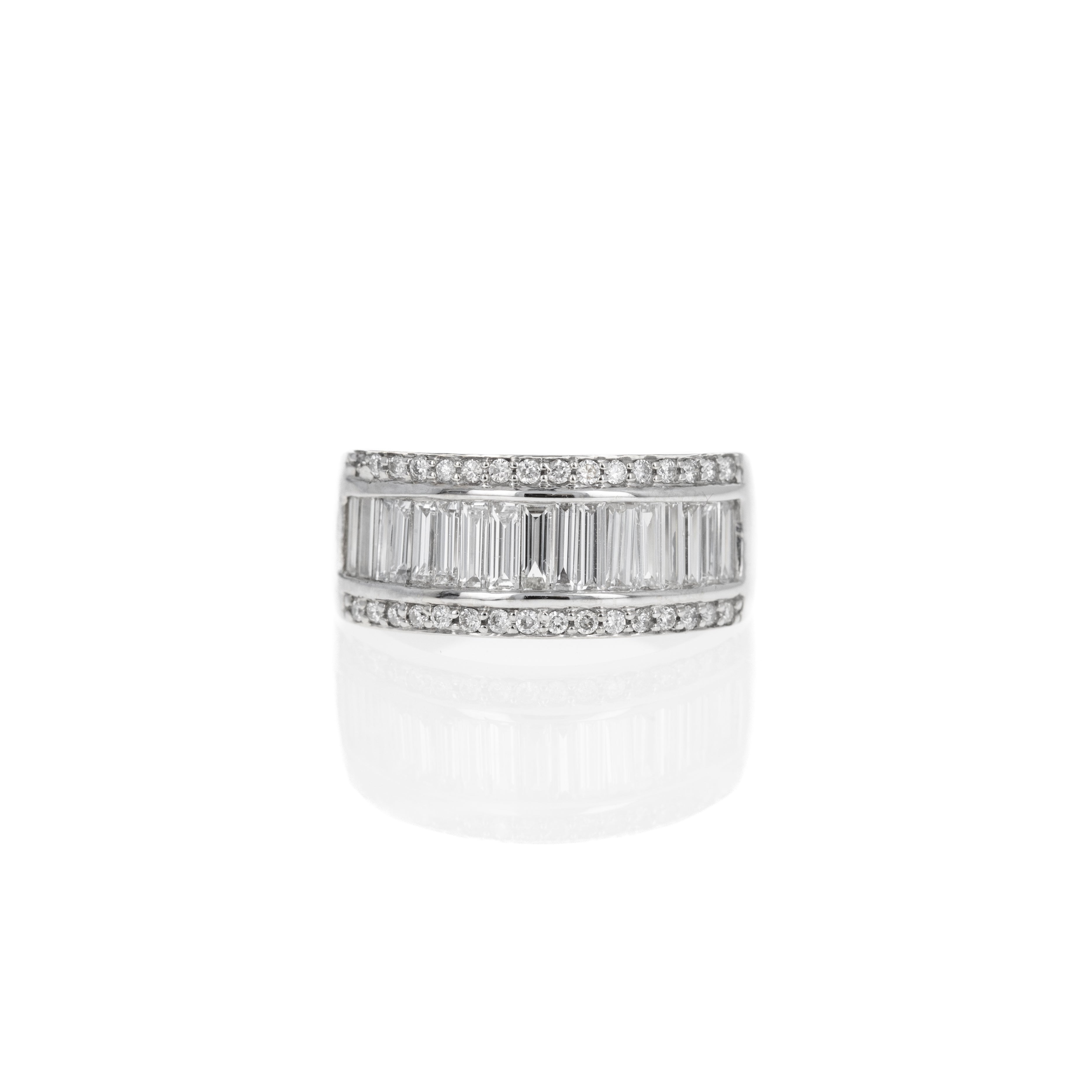18K White Gold 1 Carat Diamond Baguette Band - Queen May