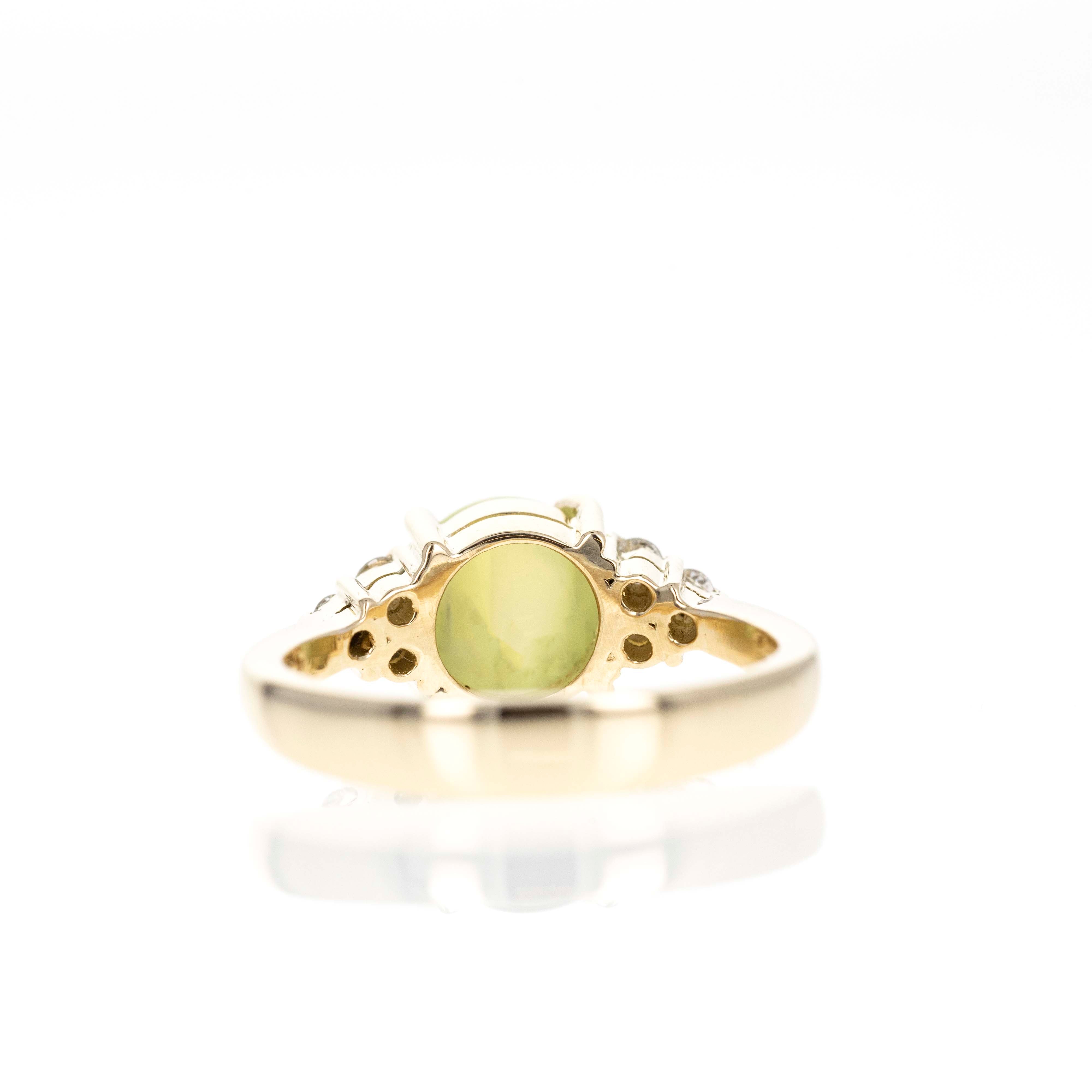 18K Yellow Gold 2.75 Carat Cats Eye Chrysoberyl Diamond Ring - Queen May