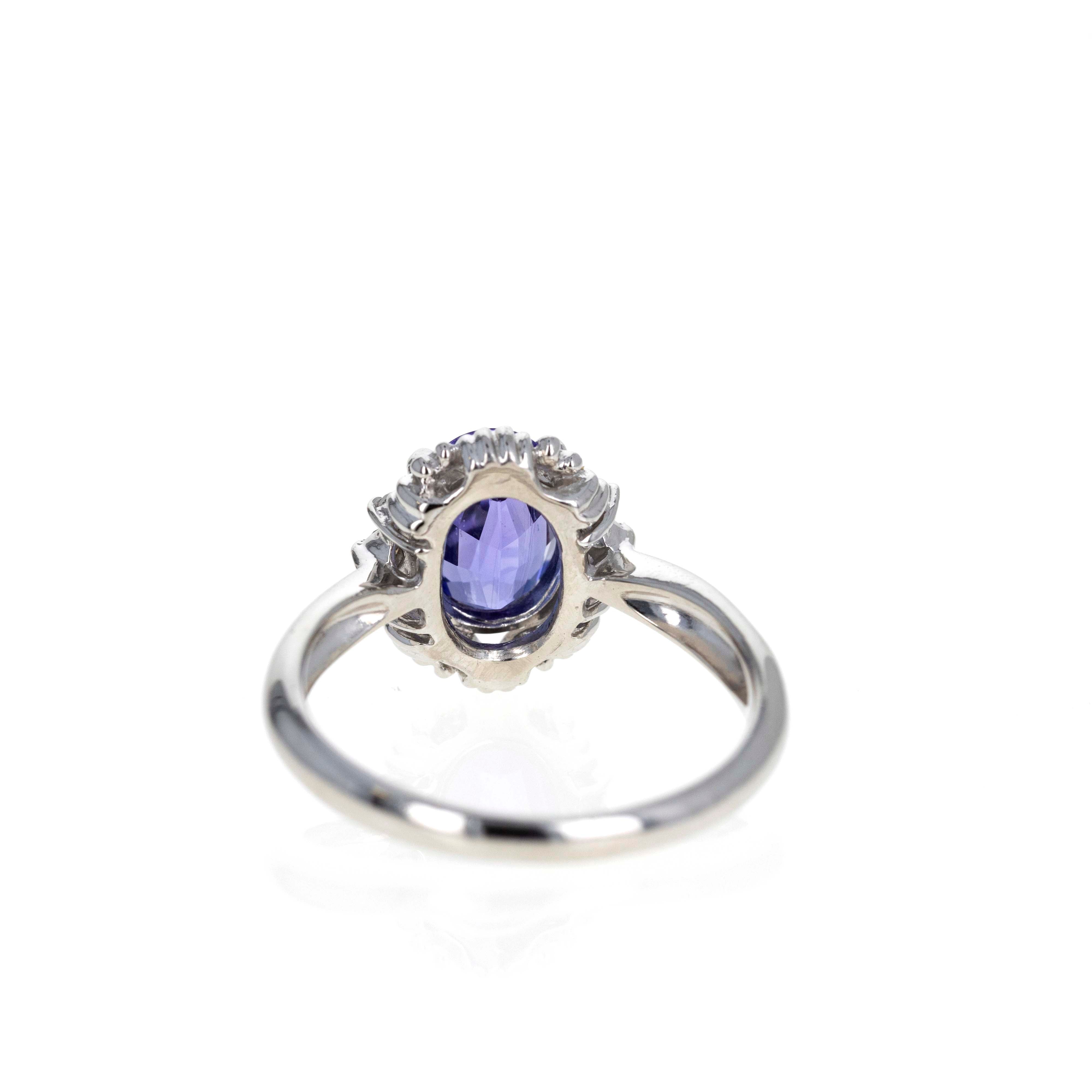 Platinum 1.55 Carat Oval Tanzanite Diamond Ring - Queen May