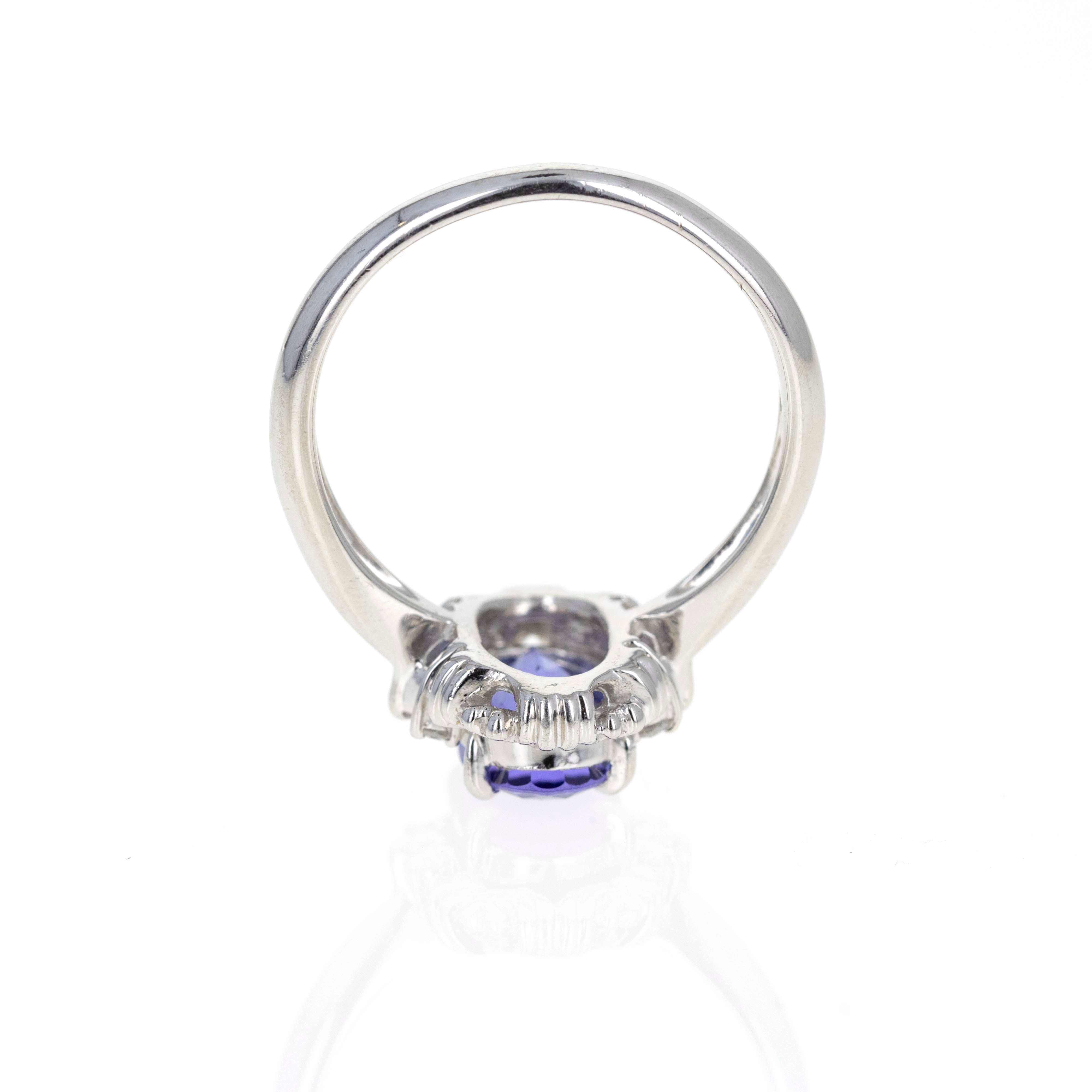 Platinum 1.55 Carat Oval Tanzanite Diamond Ring - Queen May