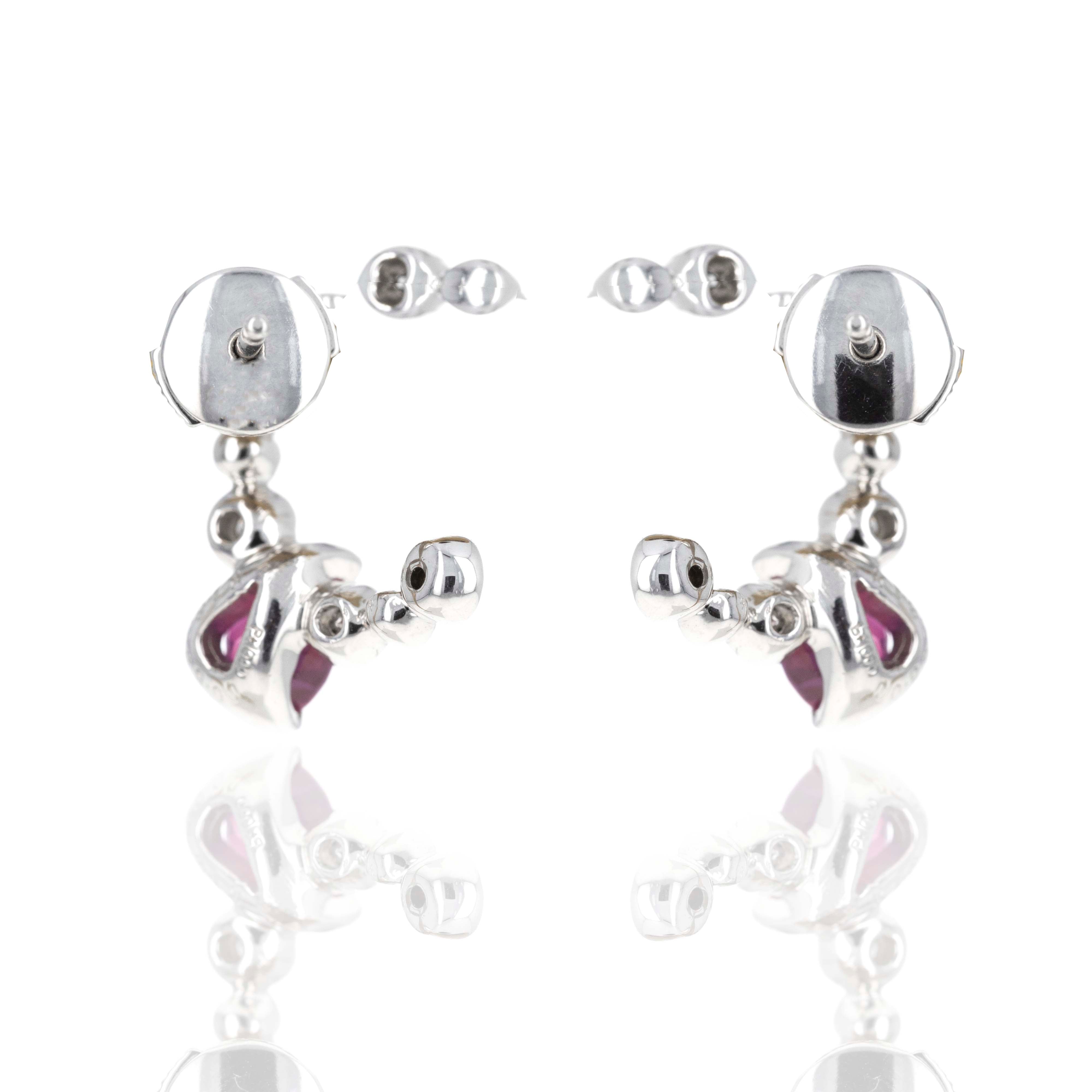 Platinum 1.84 Carat Burma Ruby Diamond Swirl Earrings - Queen May