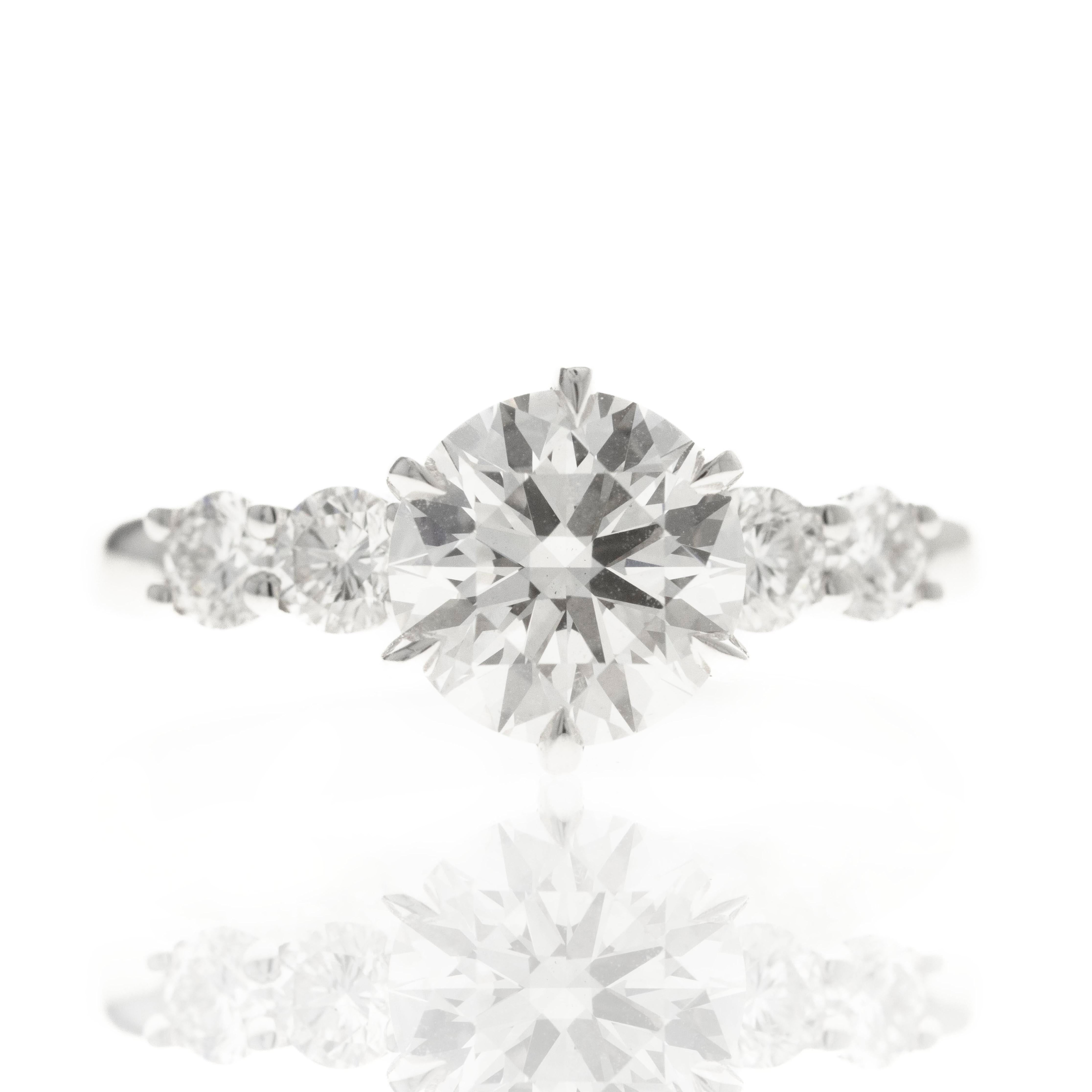 Lab Grown 2 Carat Round Diamond Accented Engagement Ring - Queen May