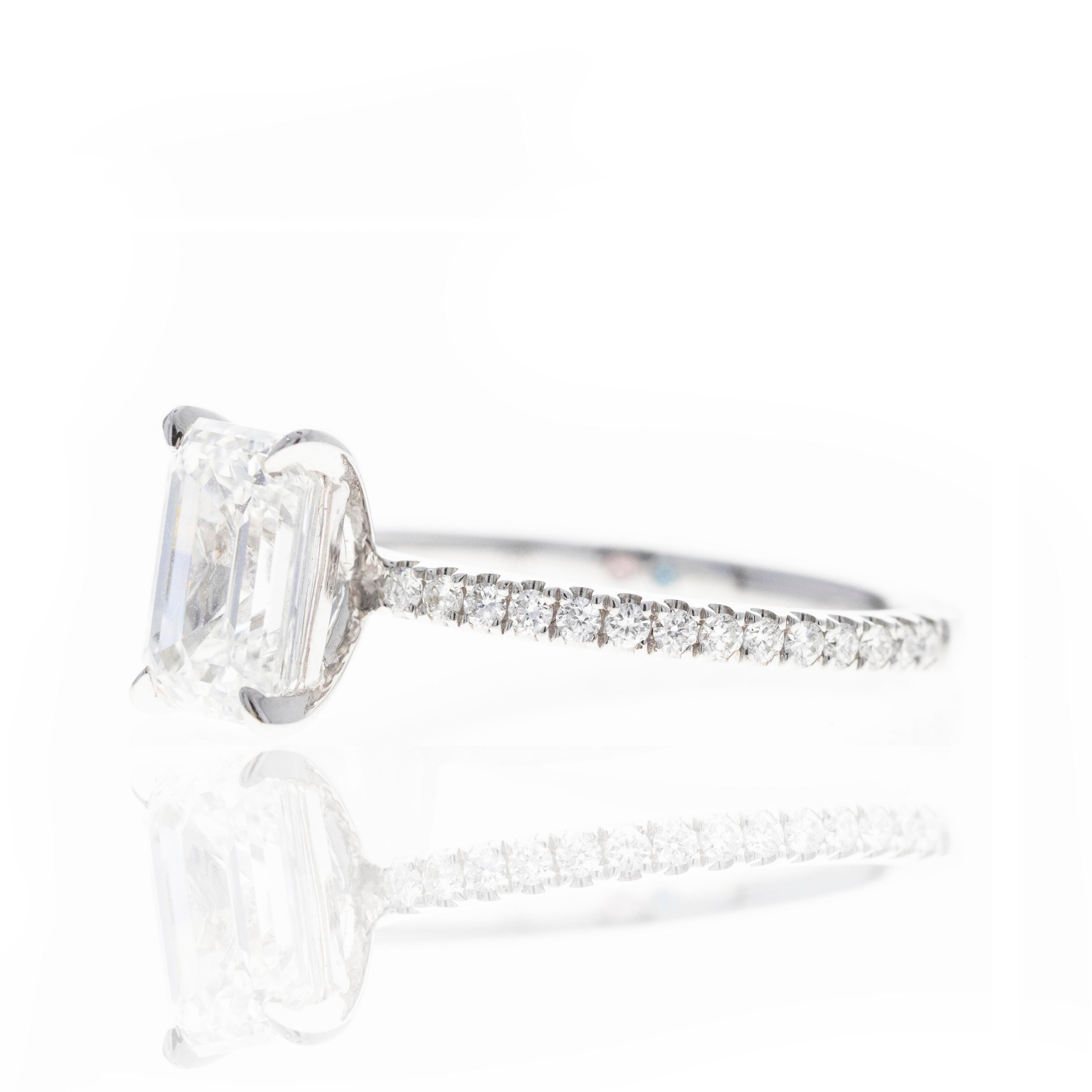 Lab Grown 2 Carat Emerald Diamond Accented Engagement Ring - Queen May