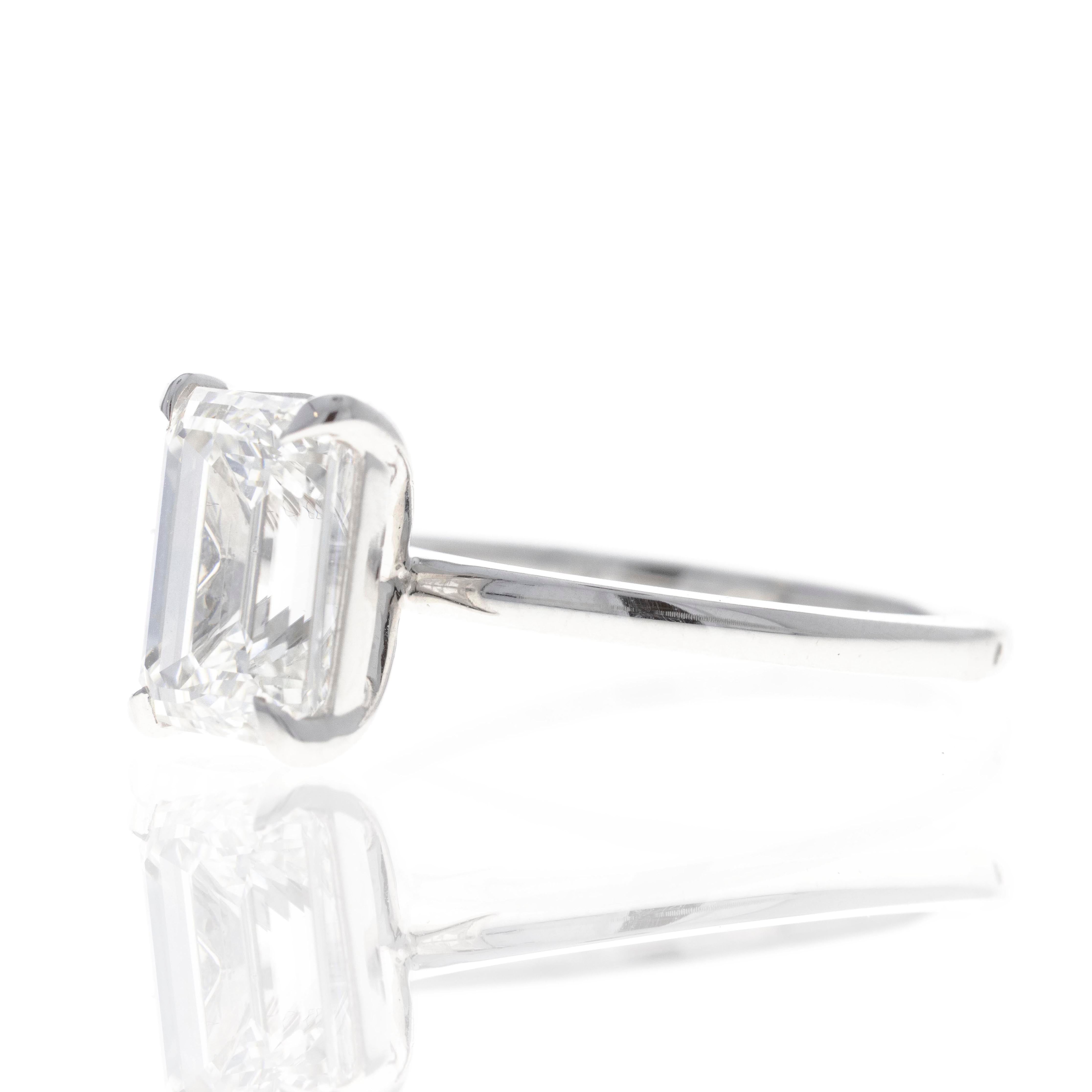 Lab Grown 3 Carat Emerald Diamond Solitaire Engagement Ring - Queen May