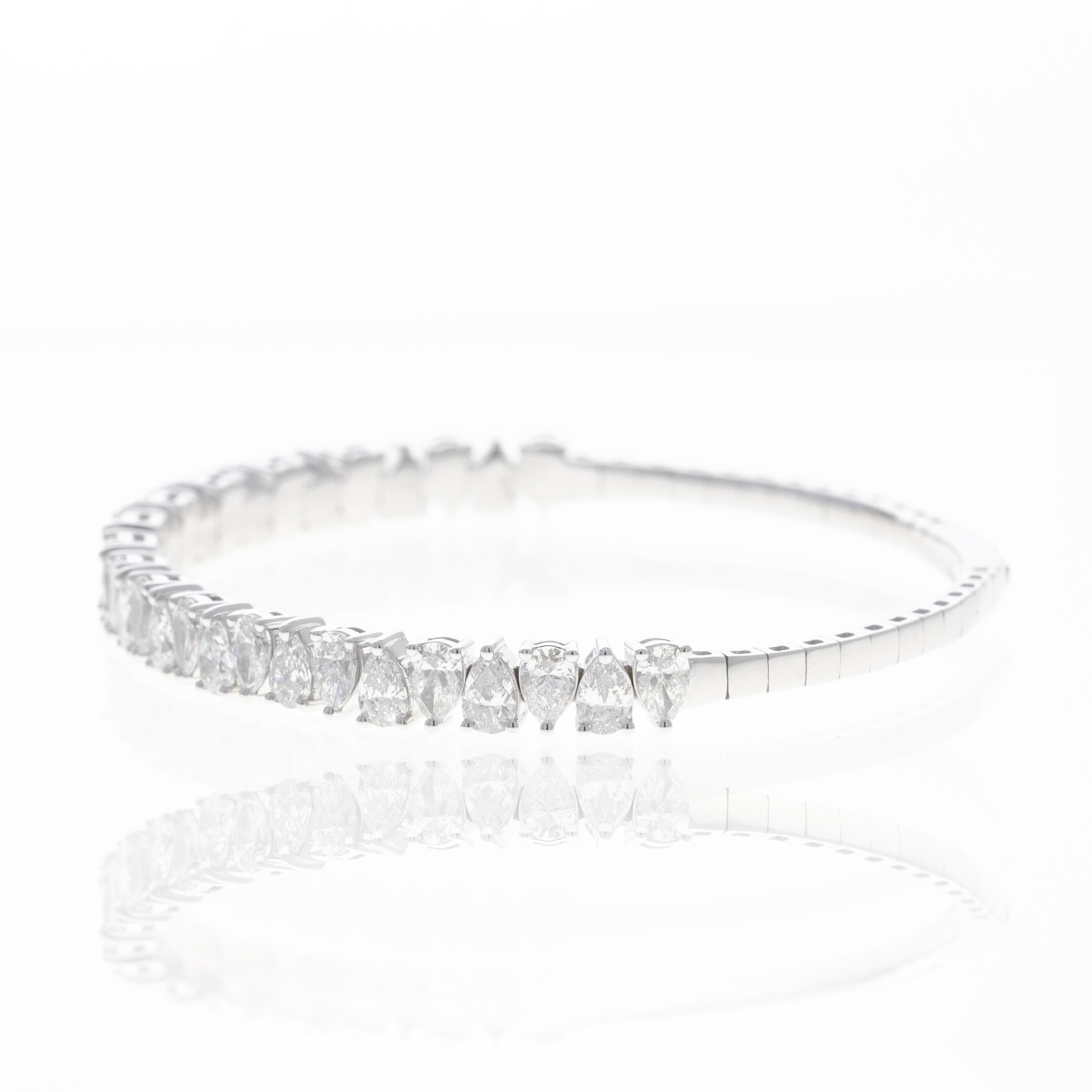 Lab Grown 6.4 Carat Pear Diamond Flexible Bangle - Queen May