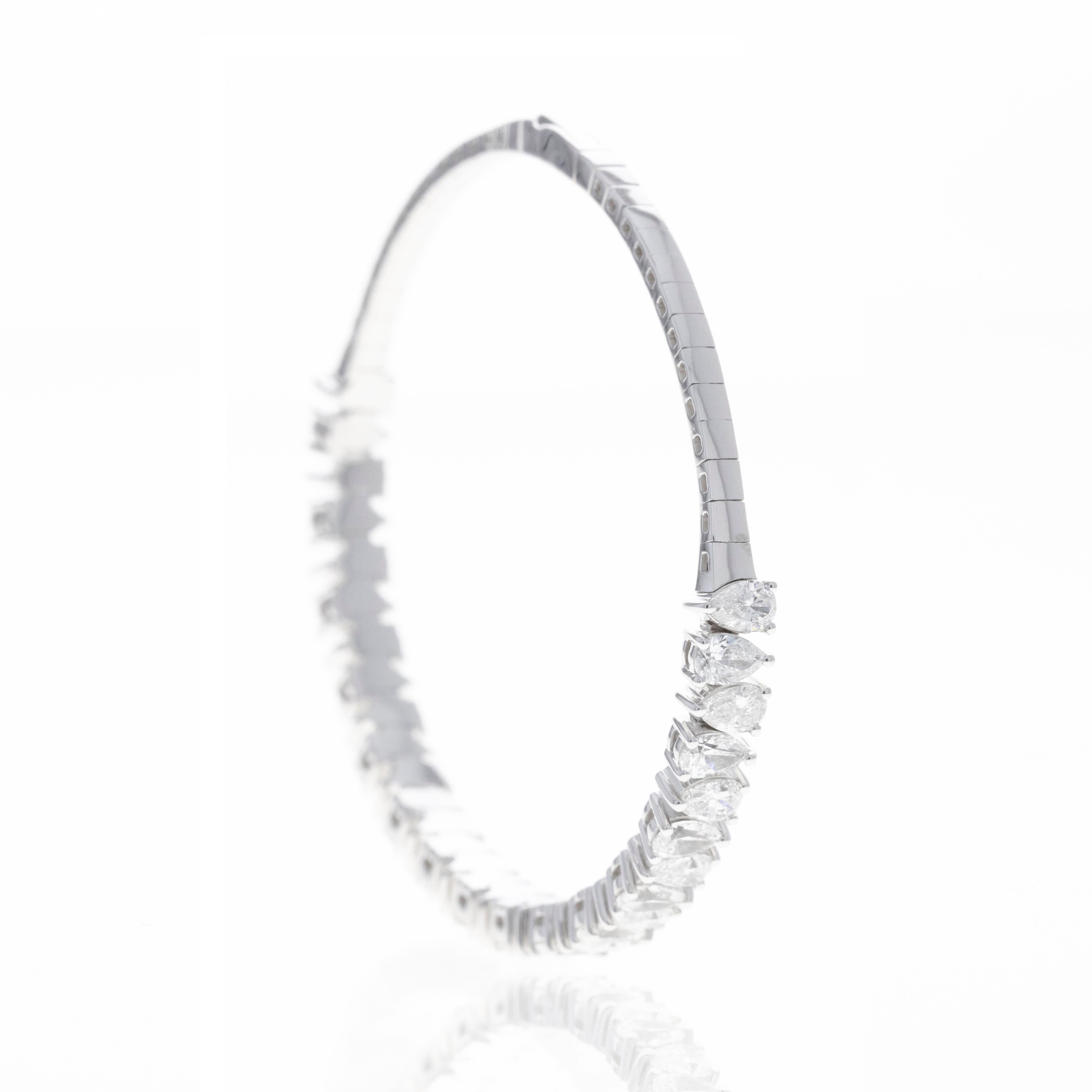 Lab Grown 6.4 Carat Pear Diamond Flexible Bangle - Queen May