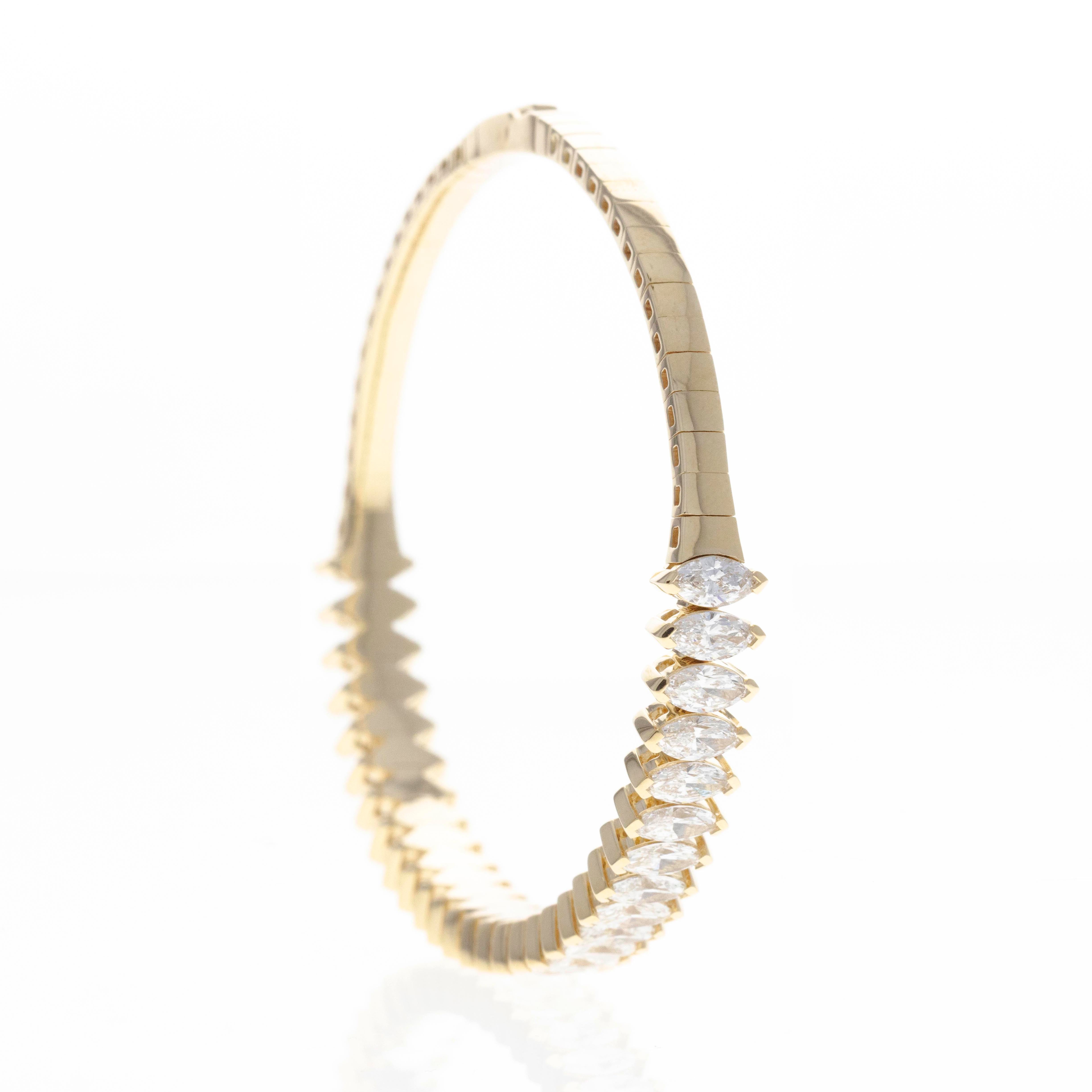 Lab Grown 5.9 Carat Marquise Diamond Flexible Bangle - Queen May