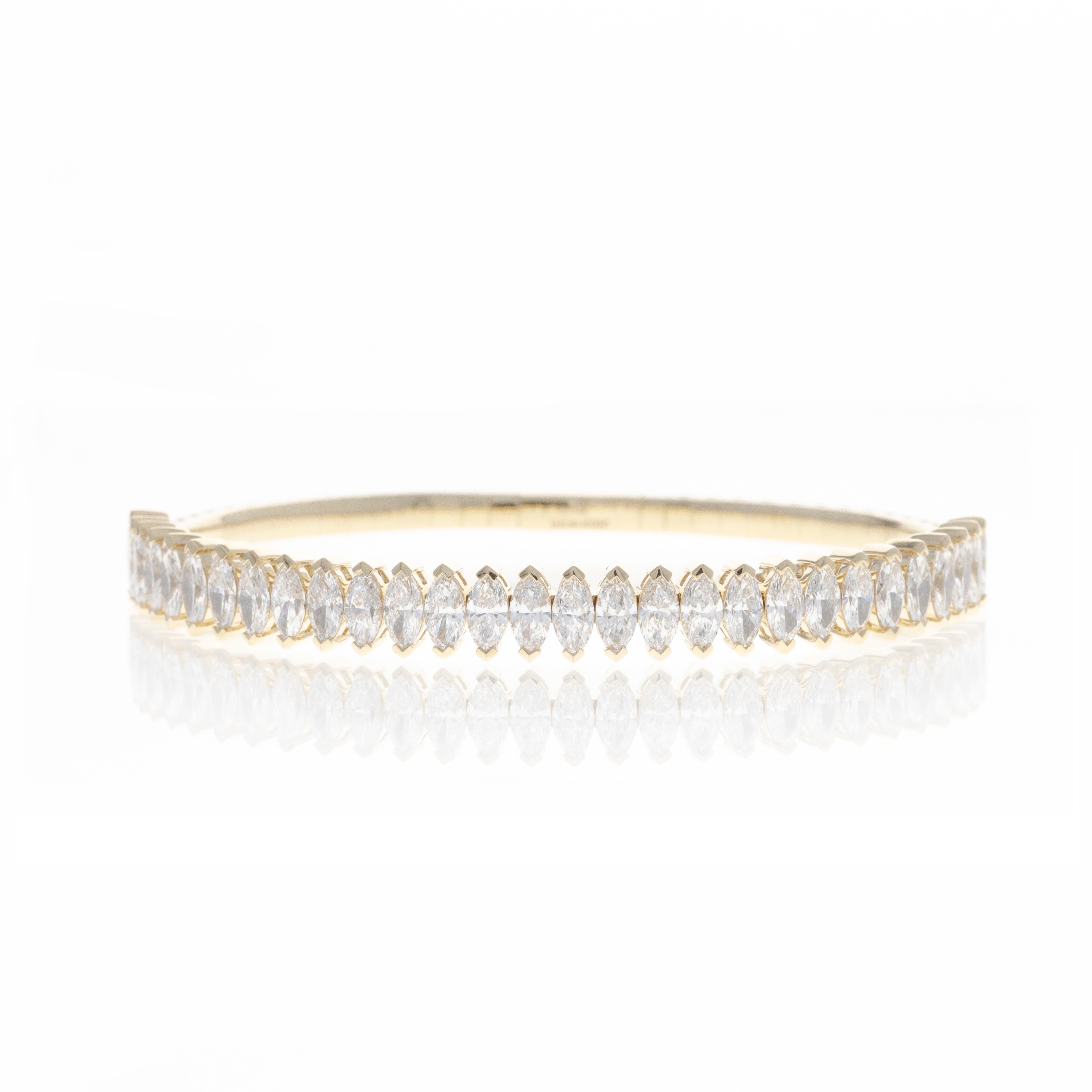 Lab Grown 5.9 Carat Marquise Diamond Flexible Bangle - Queen May