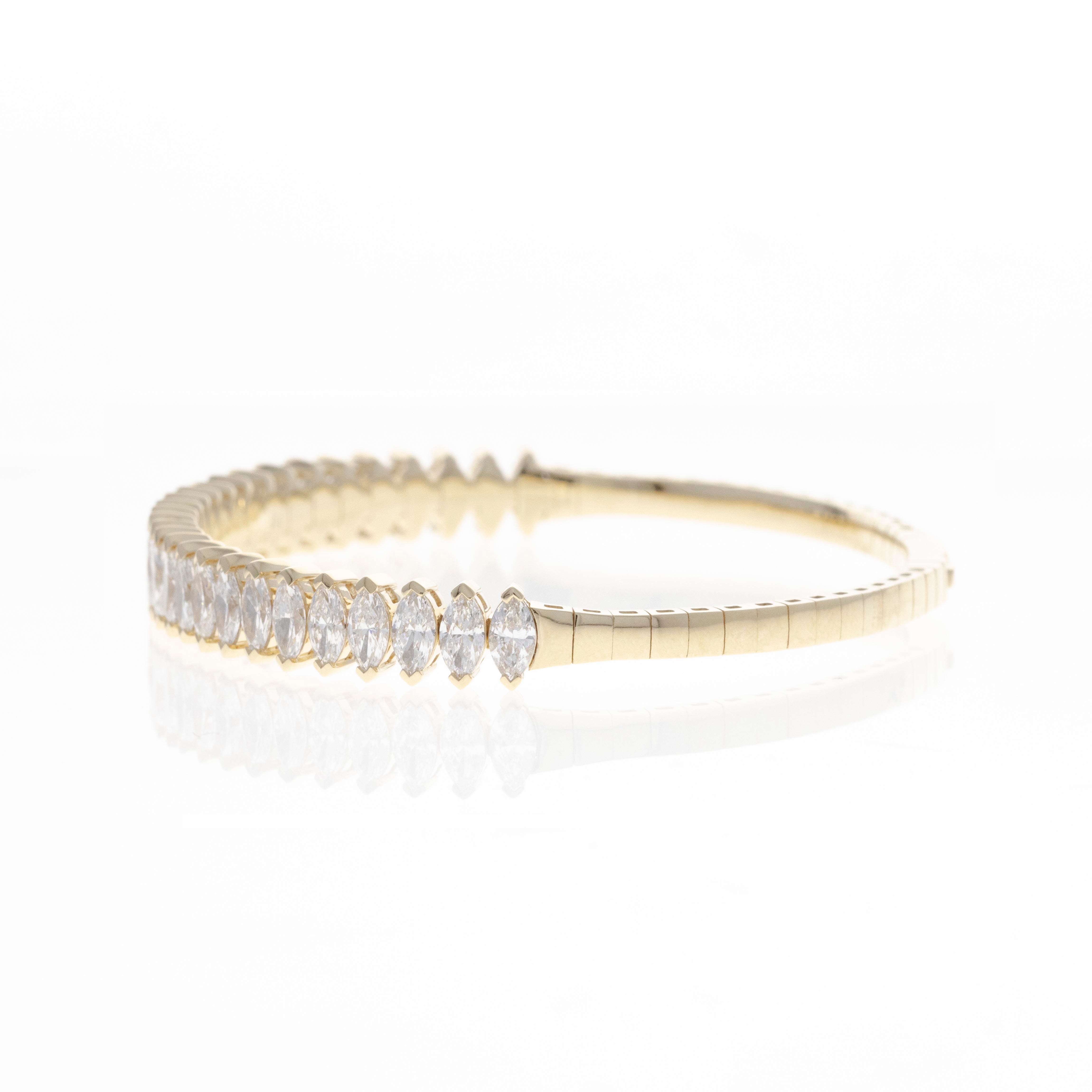 Lab Grown 5.9 Carat Marquise Diamond Flexible Bangle - Queen May