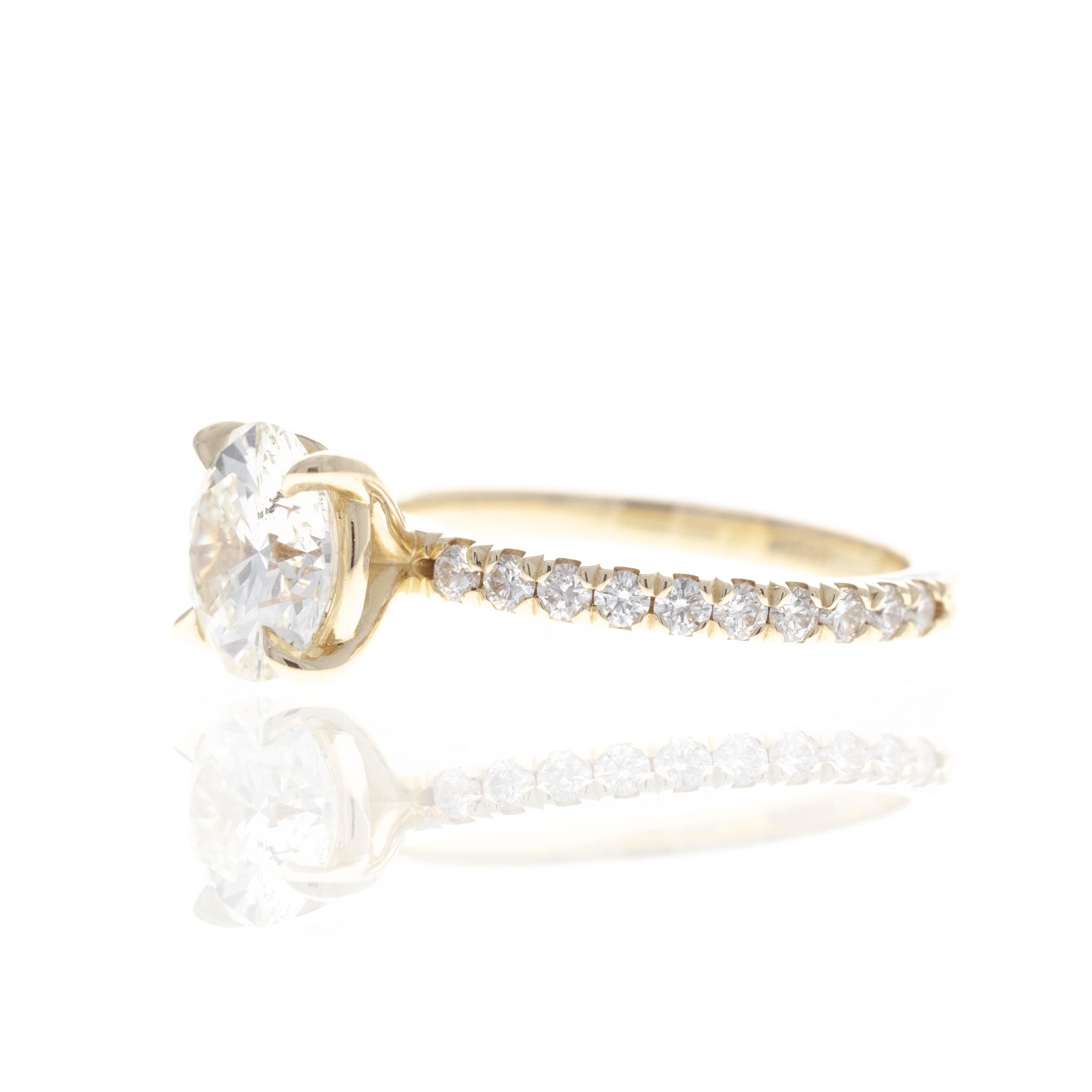 14K Yellow Gold 2.10 Carat Round Diamond Engagement Ring - Queen May