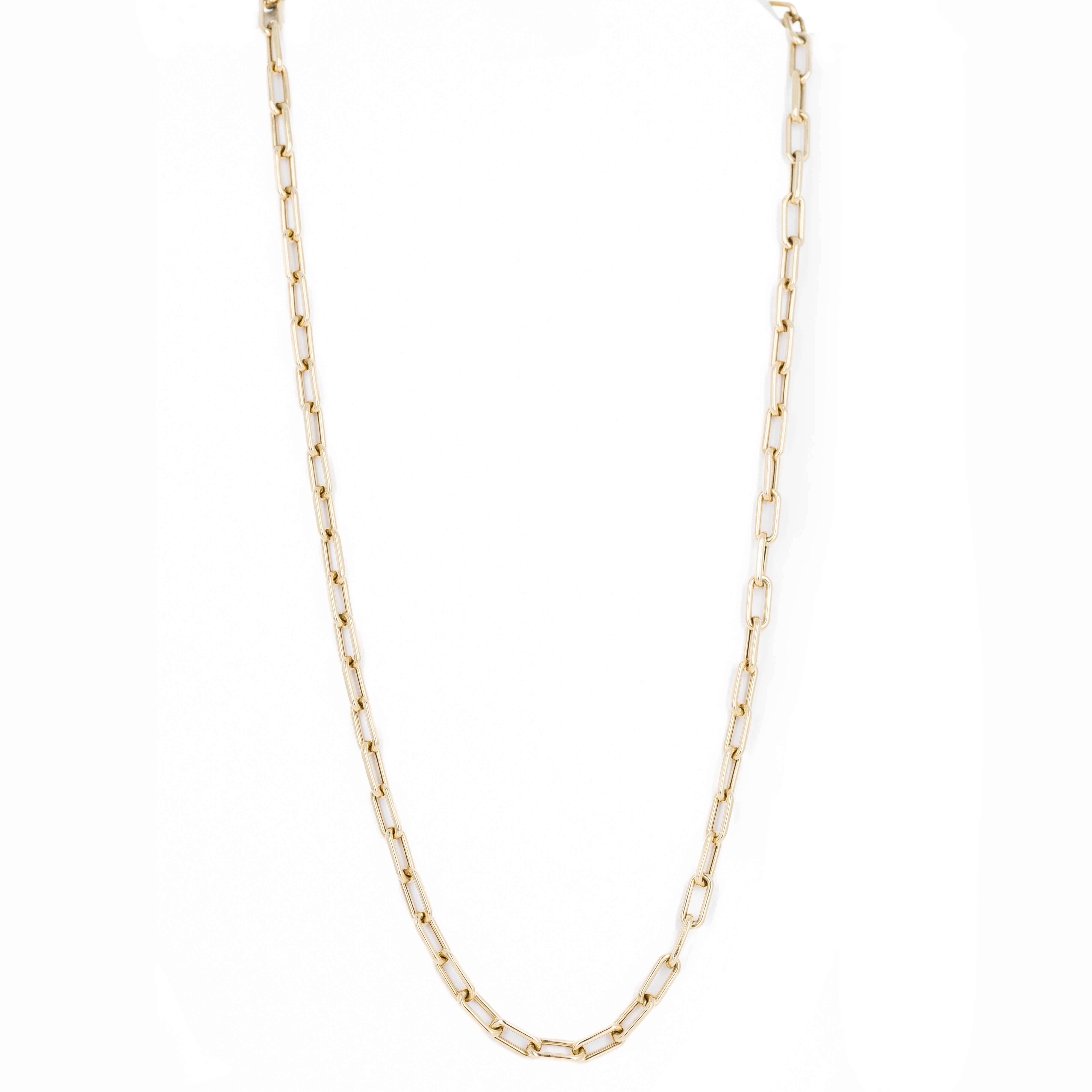 14K Yellow Gold Rounded Paperclip Link Chain Necklace - Queen May