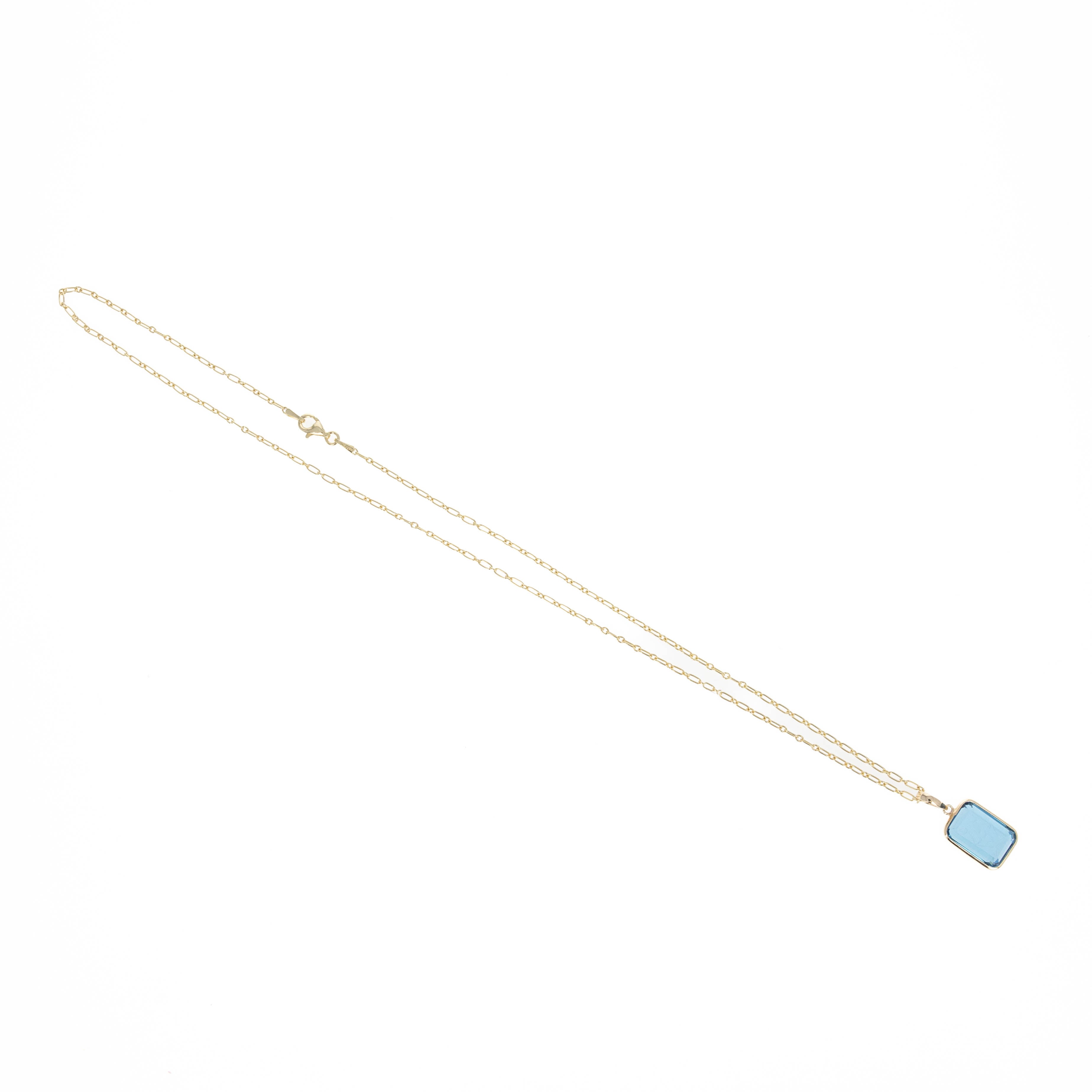 14K Yellow Gold 7.99 Carat Swiss Blue Topaz Engraved Pendant Necklace - Queen May